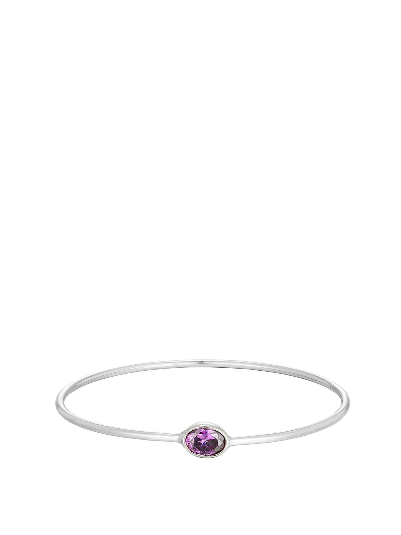 undefined Sterling Amethyst Cz Bangle - Silver
