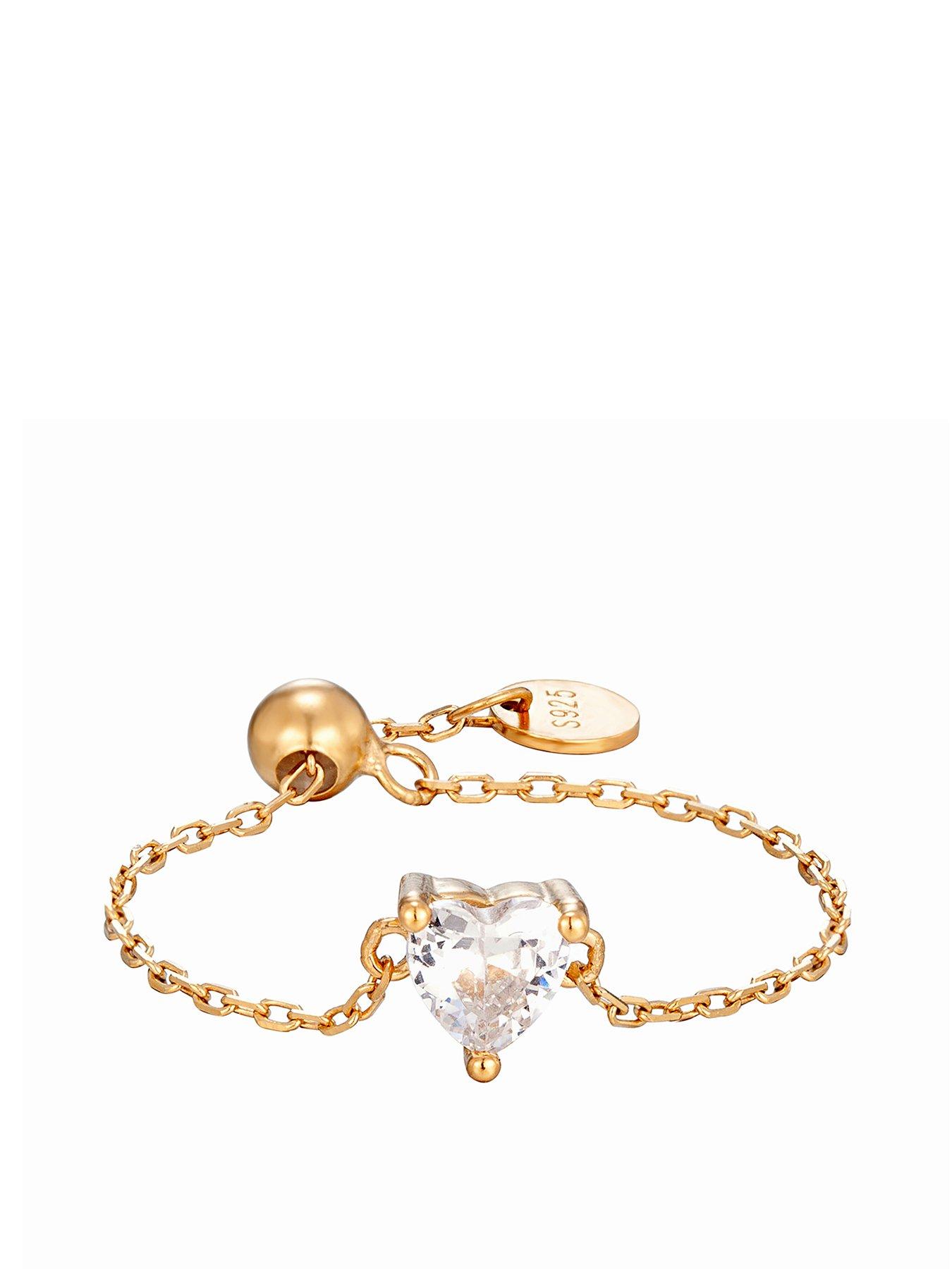 Image 3 of 5 of Seol + Gold 18Ct Vermeil Cz Heart Adjustable Chain Ring - Gold