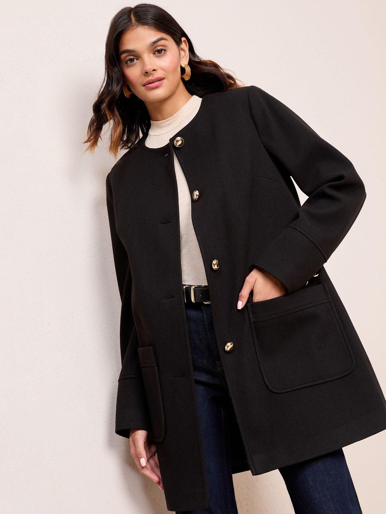 Image 1 of 5 of Friends Like These Smart Button Up Midi Coat - Black