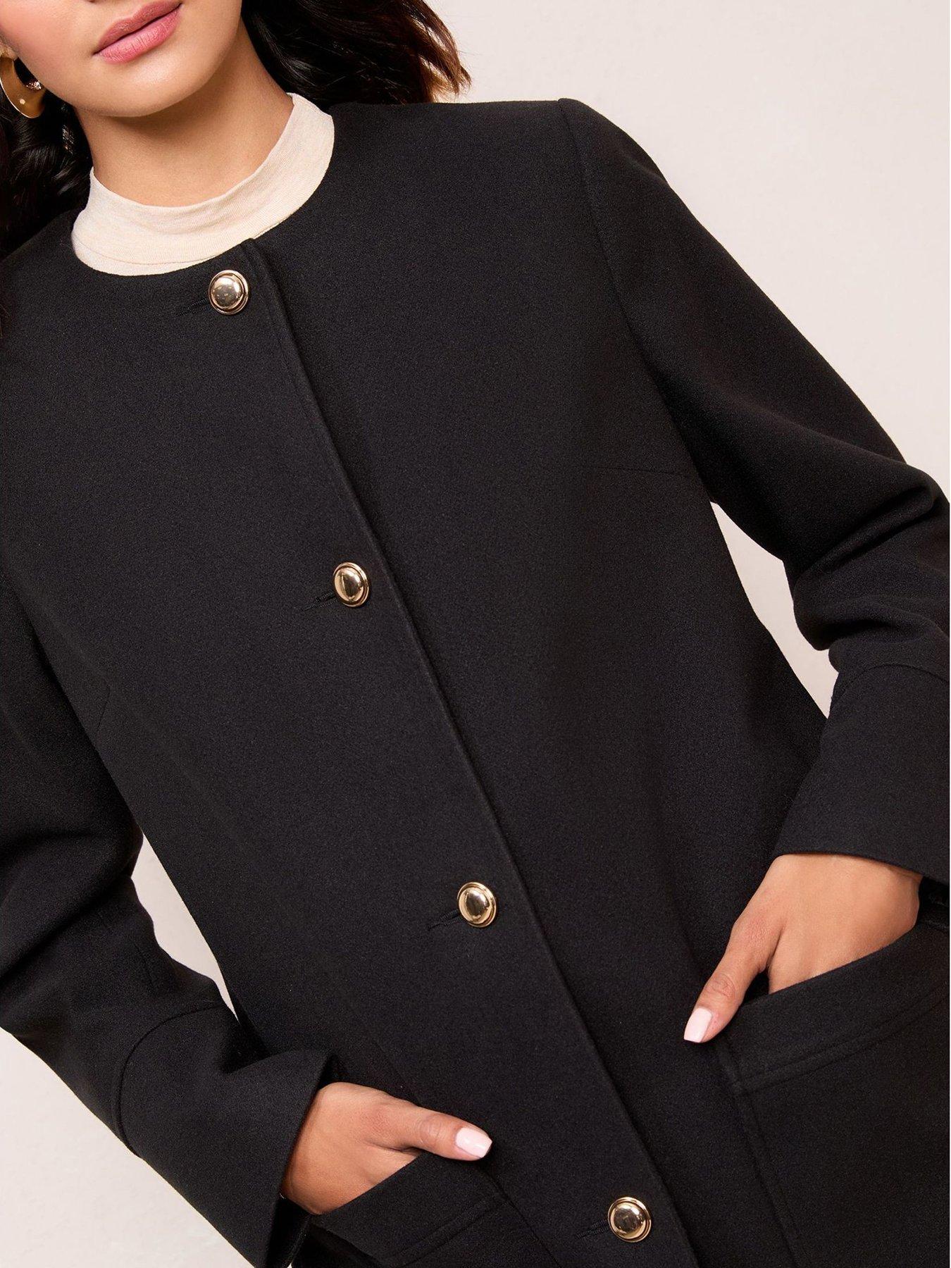 Image 3 of 5 of Friends Like These Smart Button Up Midi Coat - Black