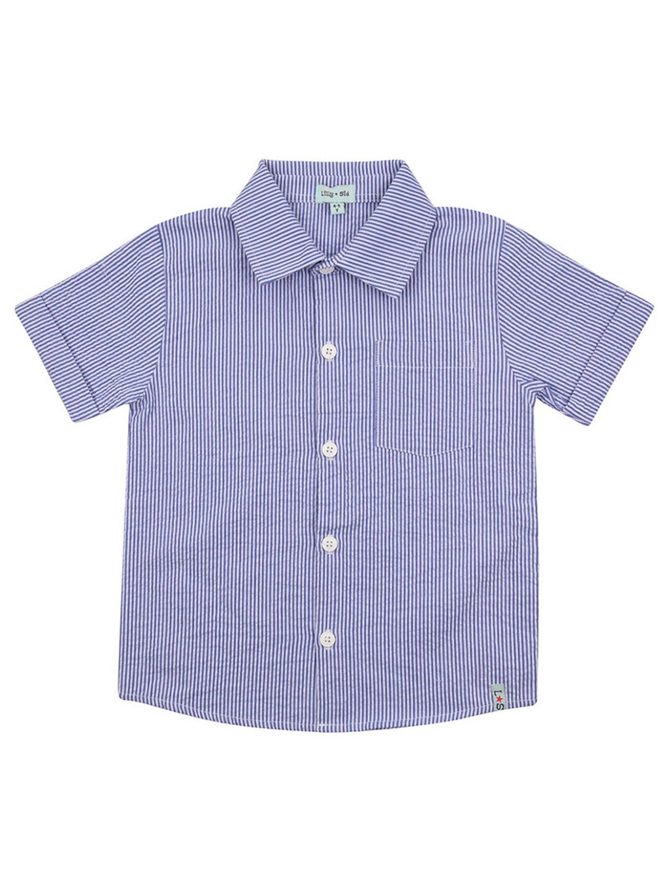 undefined Boys Stripe Print Shirt - Blue