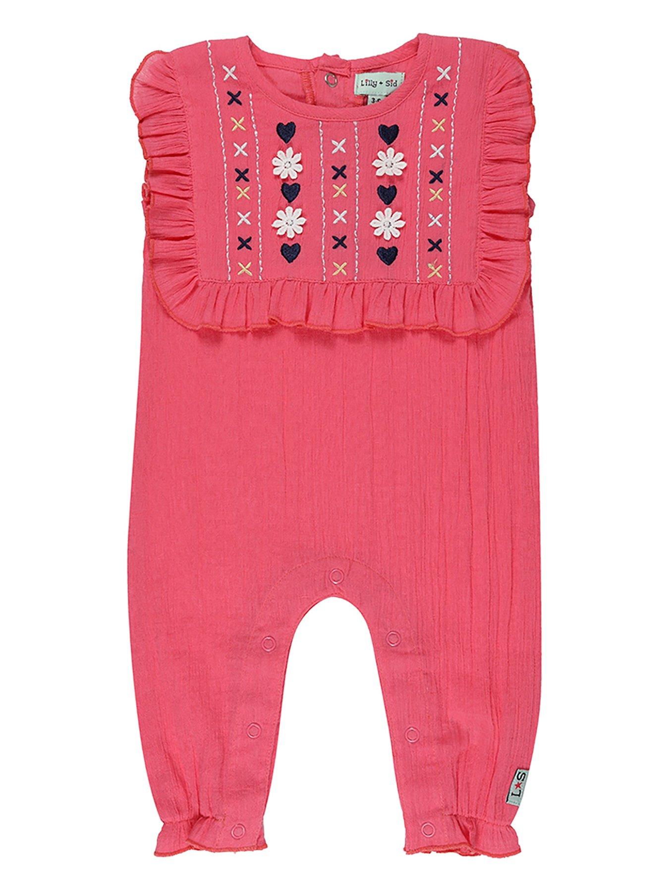 undefined Baby Girls Floral Embroidered Romper - Pink