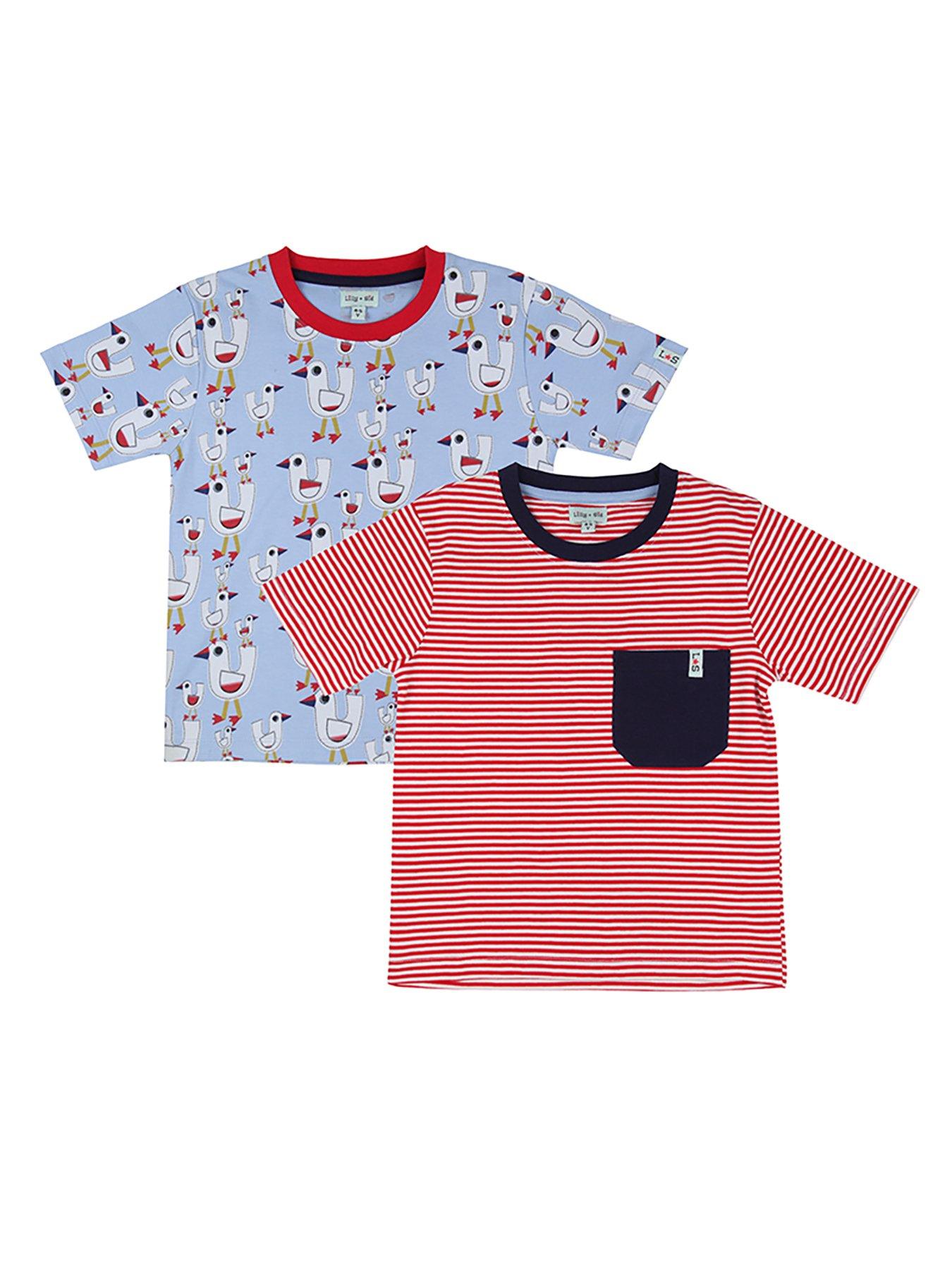 undefined Boys 2 Pack Seagull And Stripe Print Tops - Multi