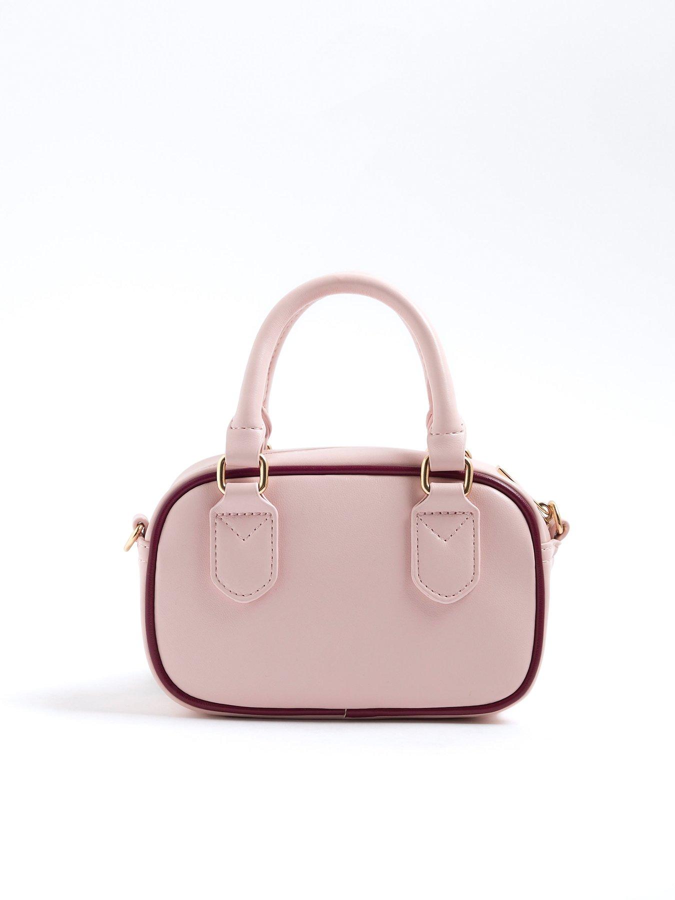  image of river-island-older-girls-monogram-charm-barrel-bag-pink