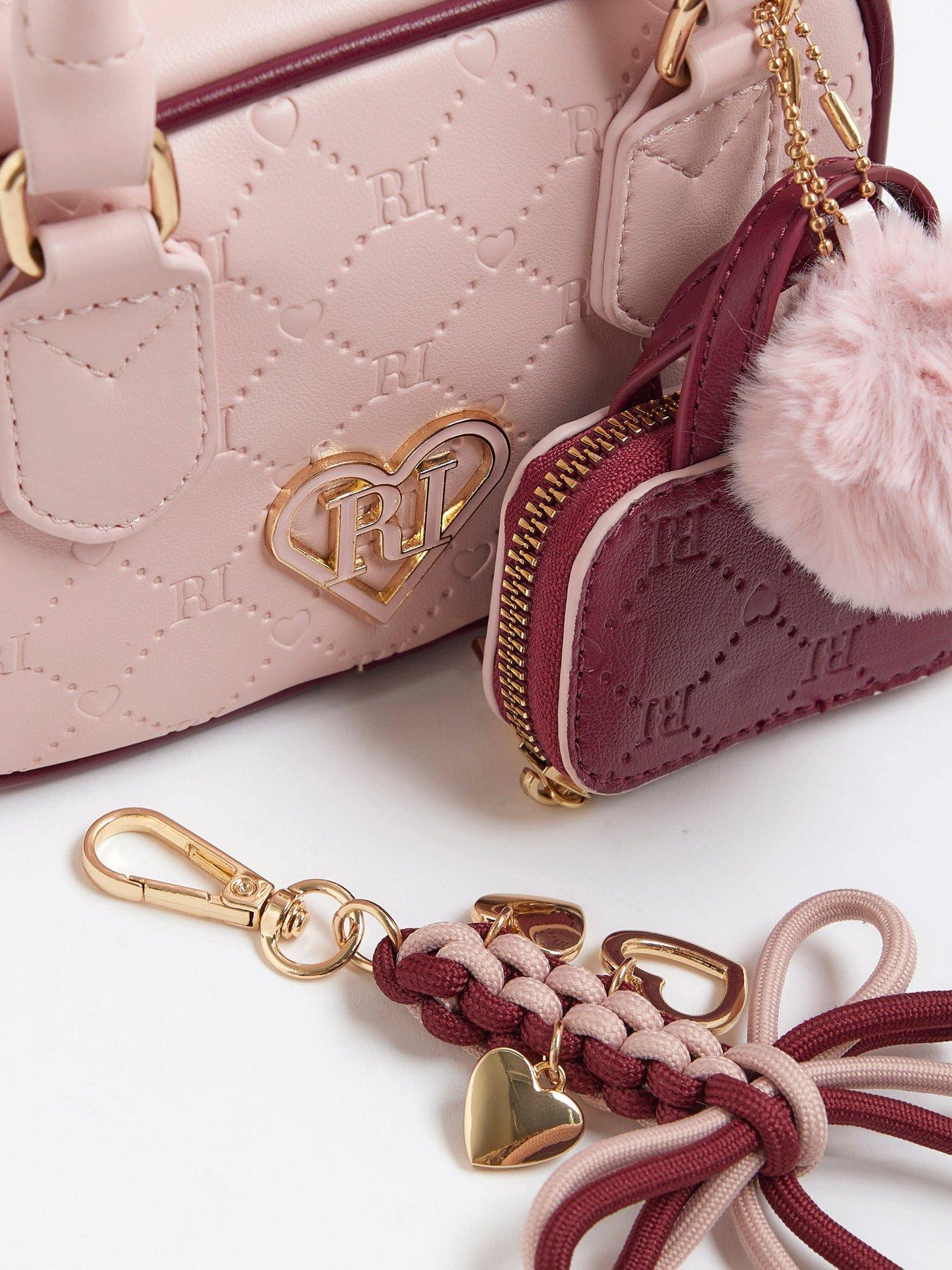  image of river-island-older-girls-monogram-charm-barrel-bag-pink
