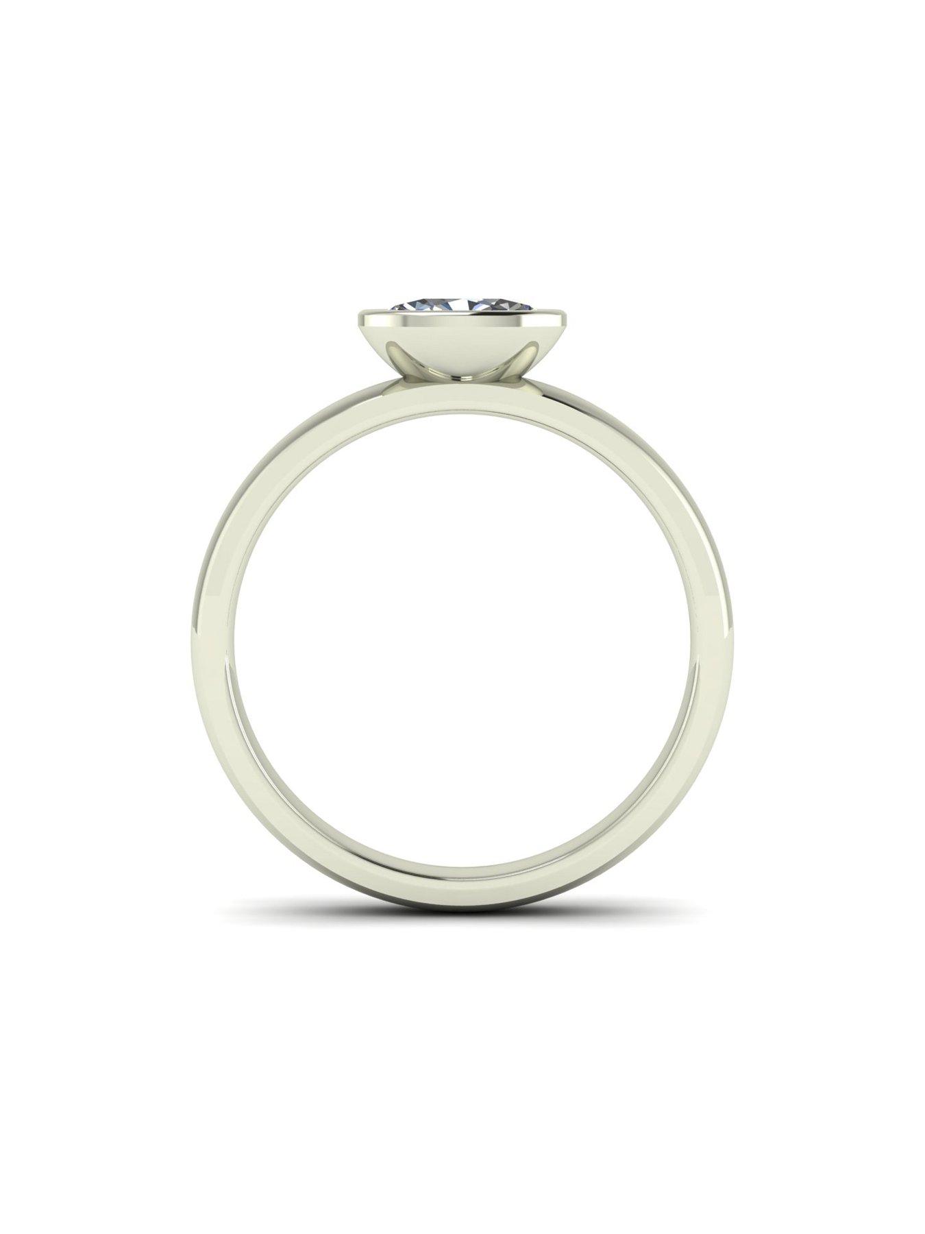 Image 2 of 5 of Moissanite 9ct White Gold 0.90ct Rub Set Oval Moissanite Wed Fit Solitaire Ring