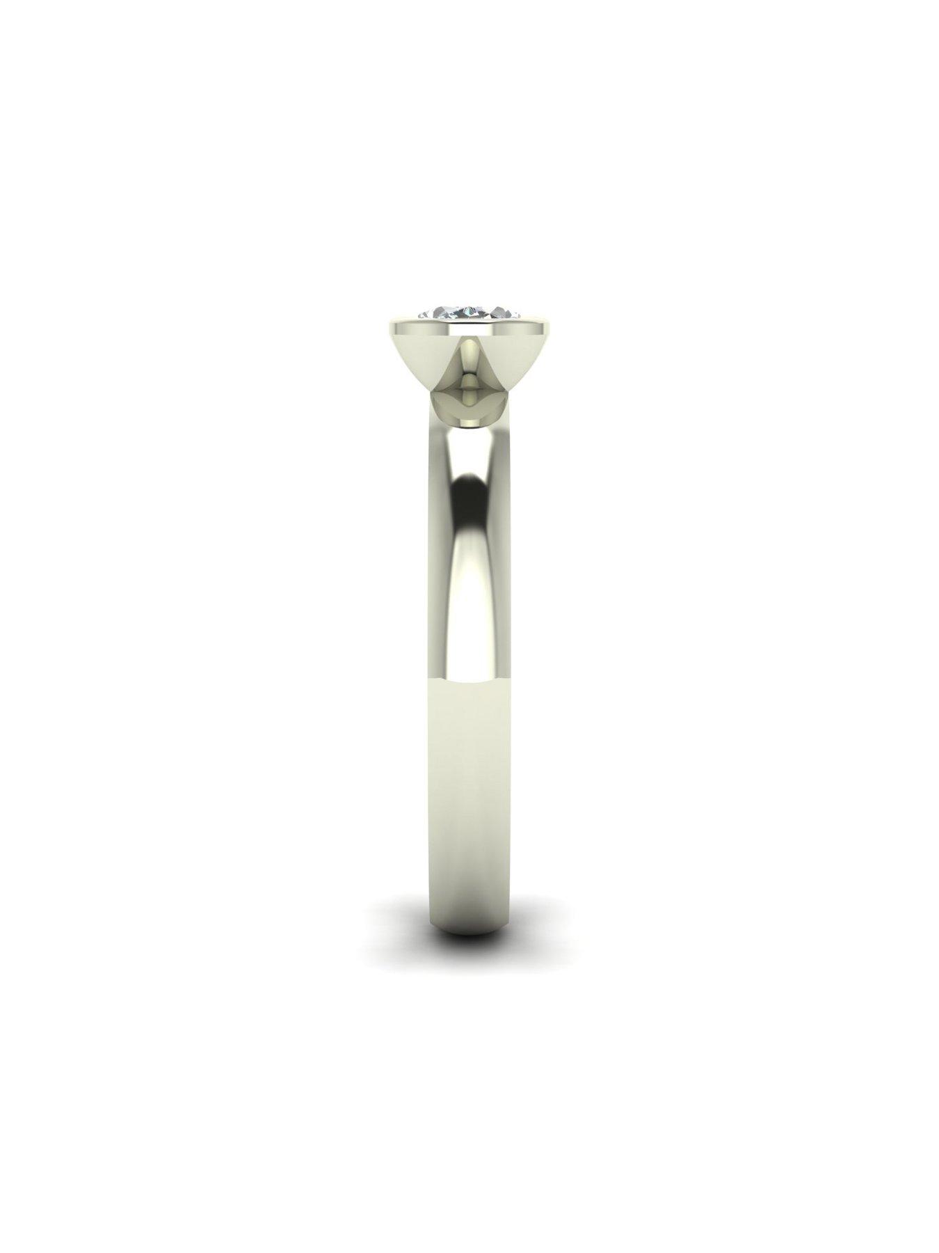 Image 4 of 5 of Moissanite 9ct White Gold 0.90ct Rub Set Oval Moissanite Wed Fit Solitaire Ring