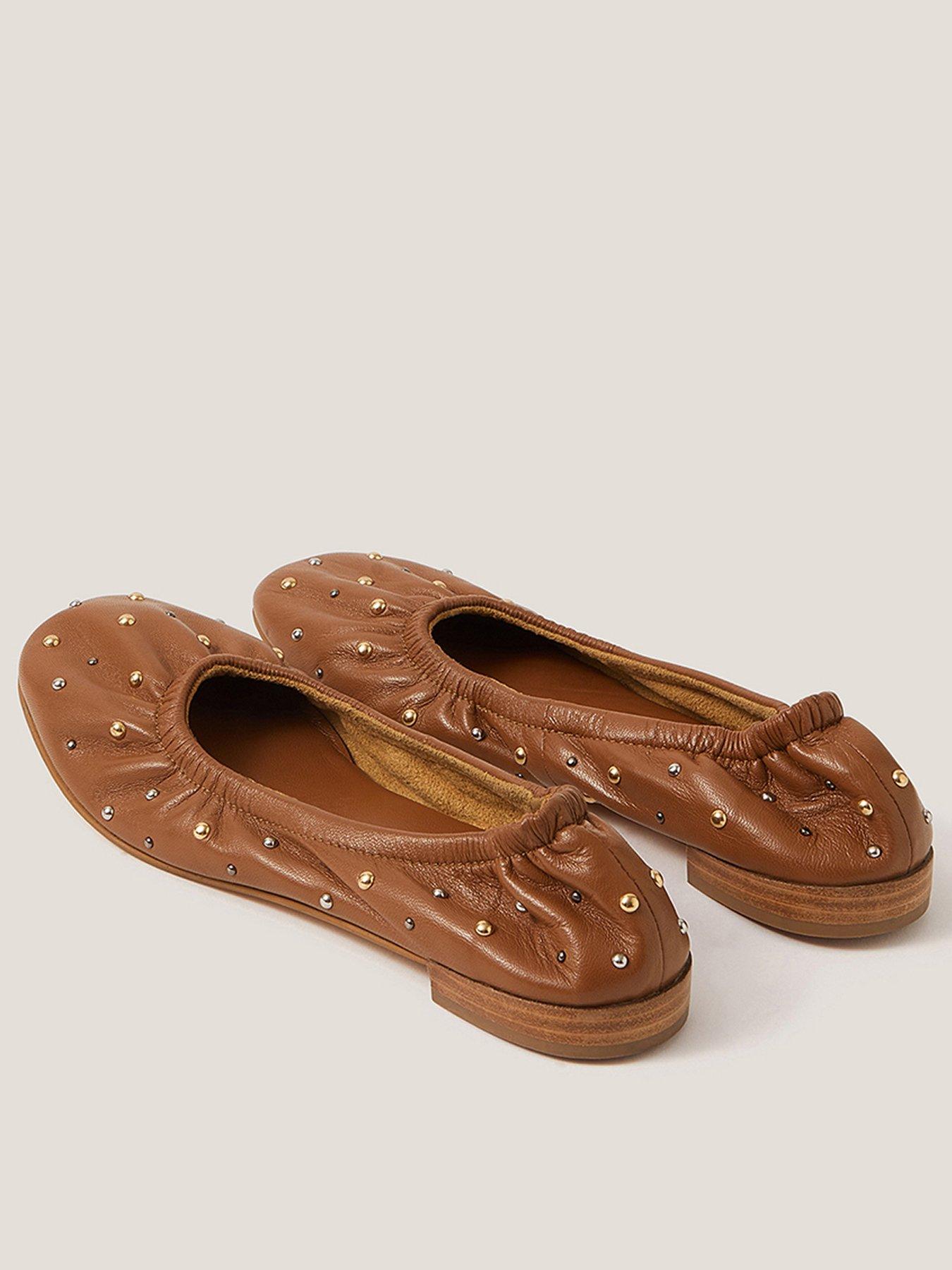 Image 2 of 3 of Monsoon Mila Stud Ballet Pump - Tan