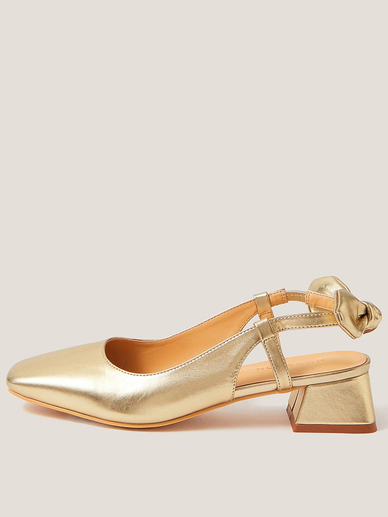 Image 1 of 3 of Monsoon Lola Bow Slingback Shoes - Gold