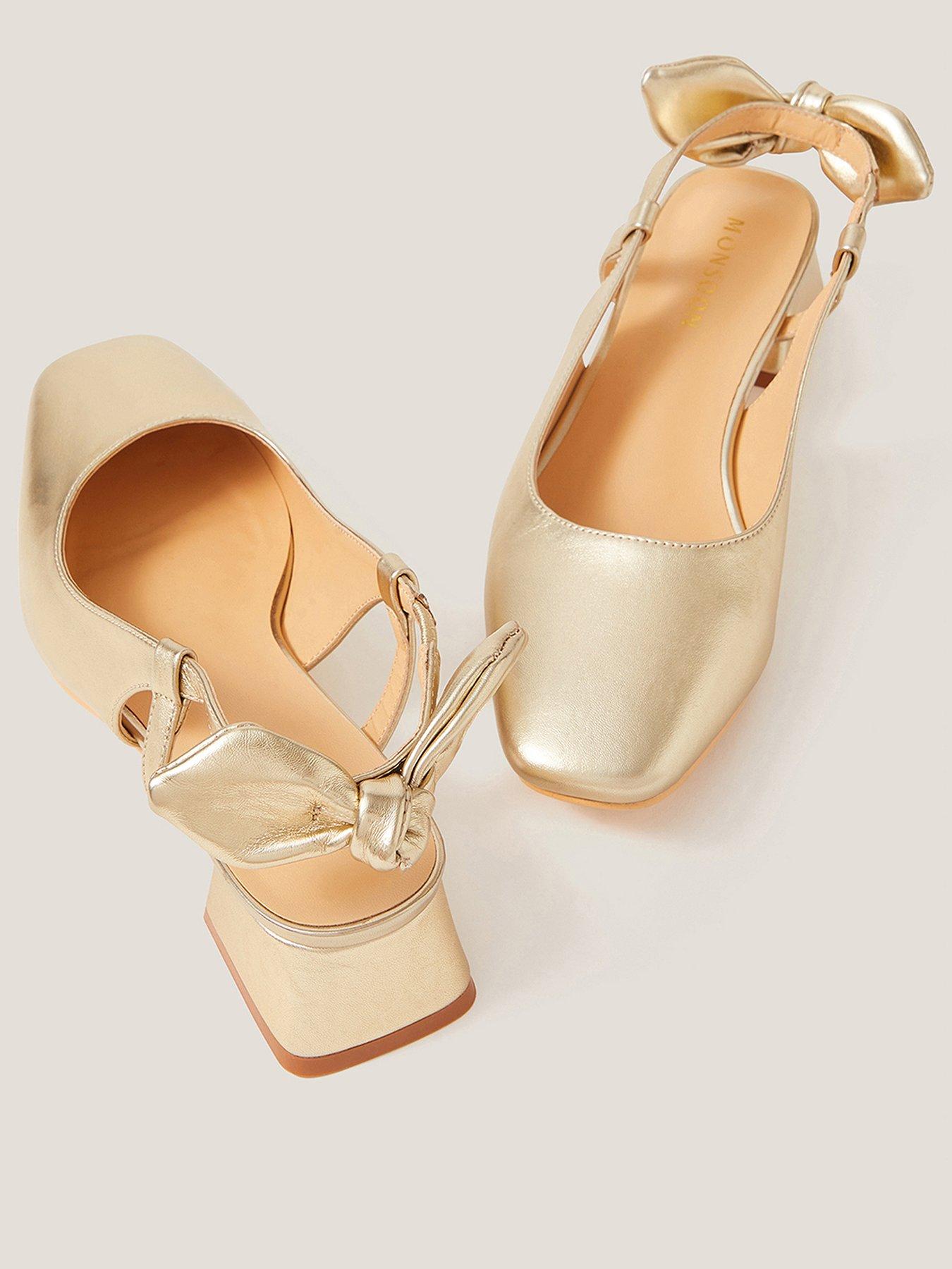 Image 2 of 3 of Monsoon Lola Bow Slingback Shoes - Gold