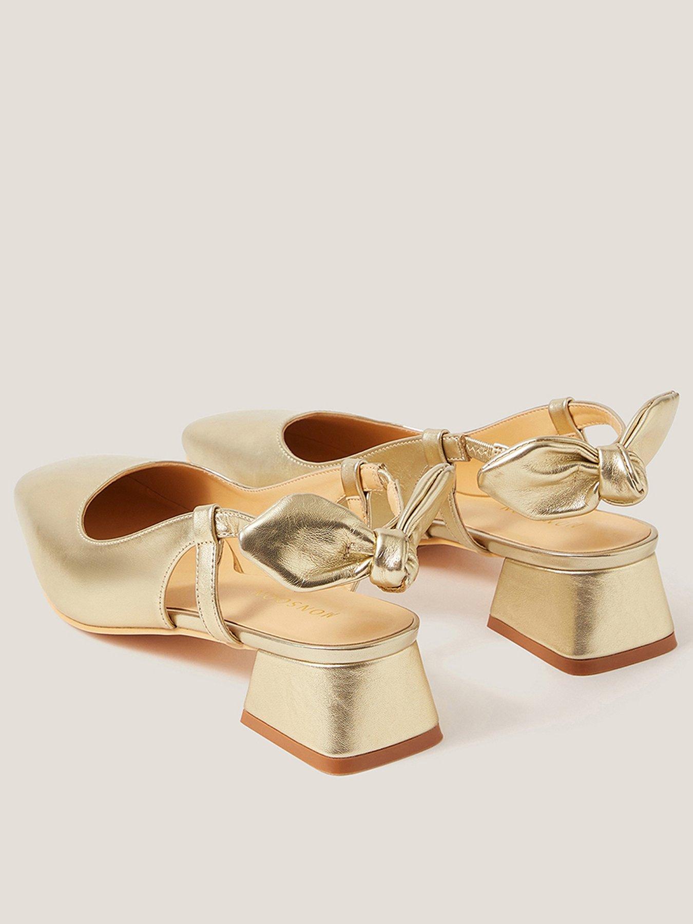 Image 3 of 3 of Monsoon Lola Bow Slingback Shoes - Gold