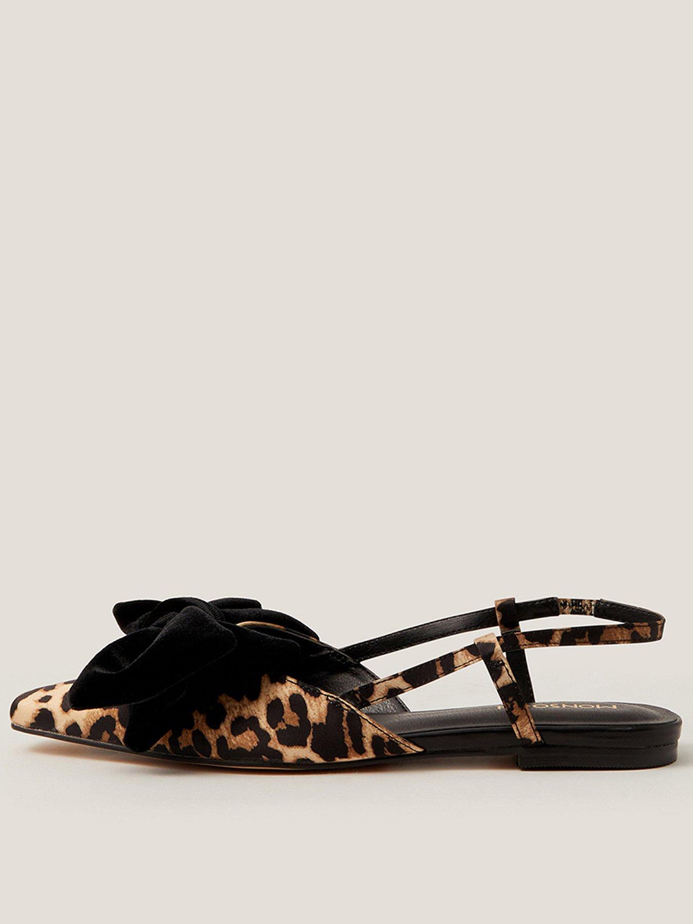  image of monsoon-aria-leopard-slingback-flat-shoe-brown