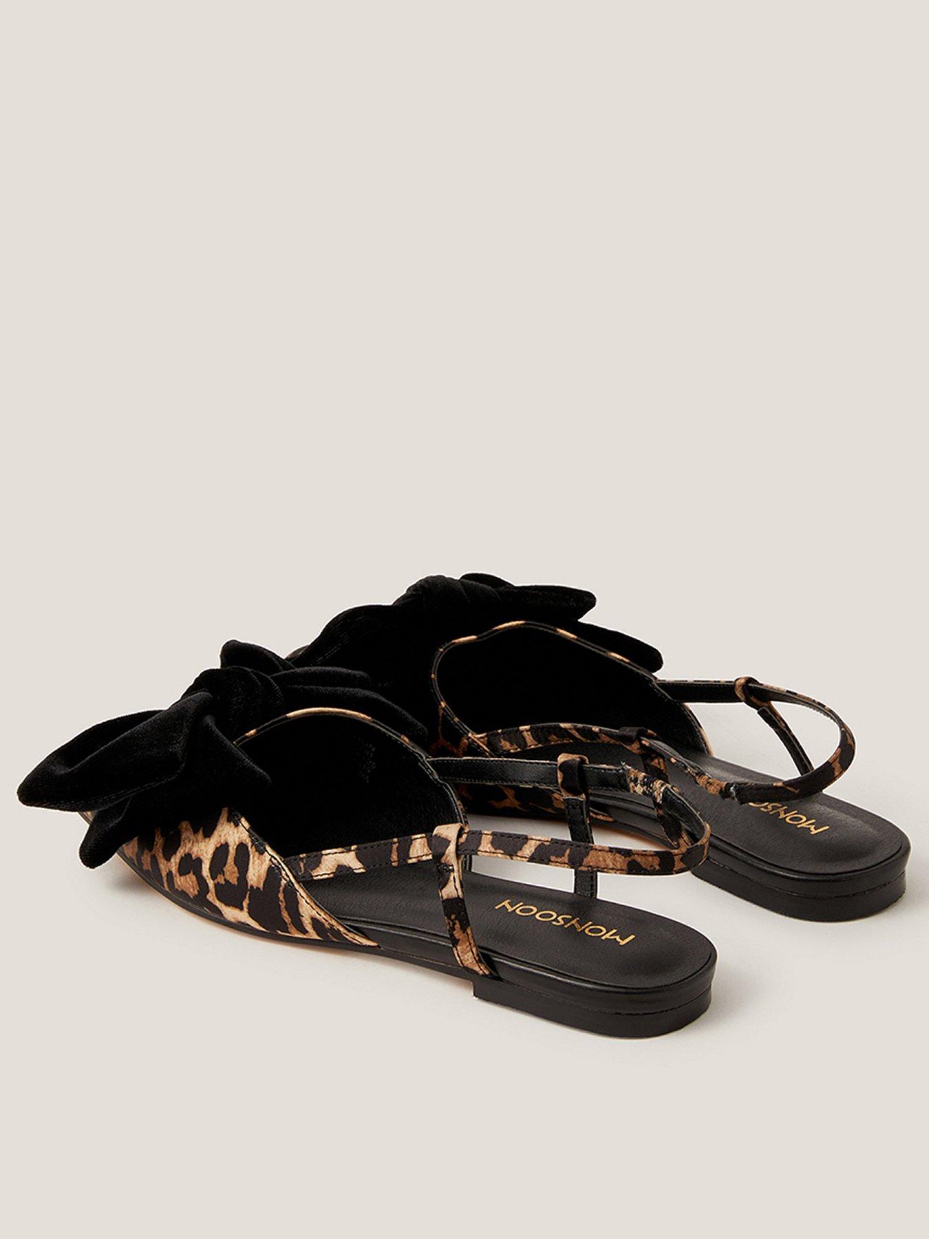  image of monsoon-aria-leopard-slingback-flat-shoe-brown