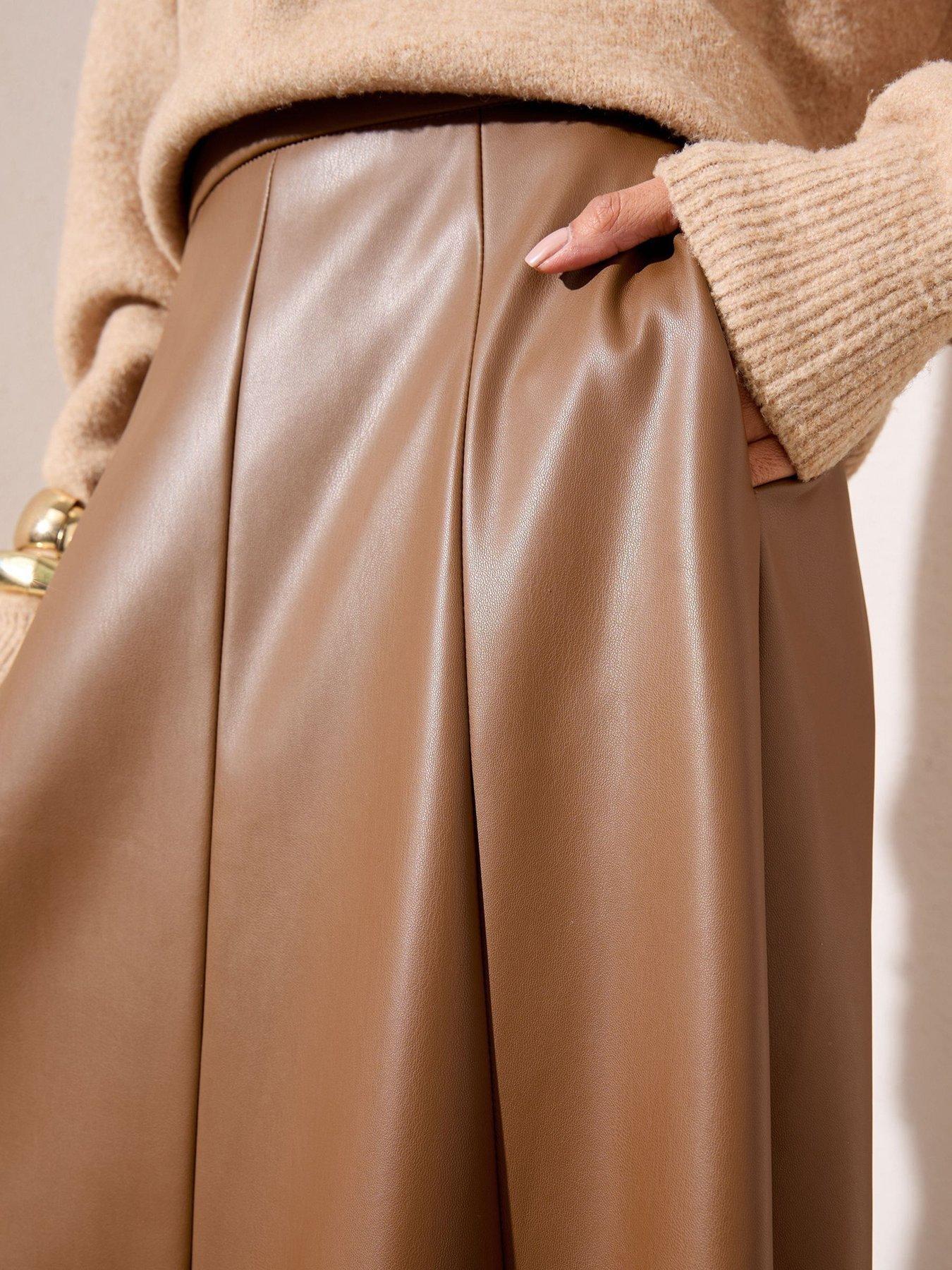  image of friends-like-these-punbspmidi-skirt-tan