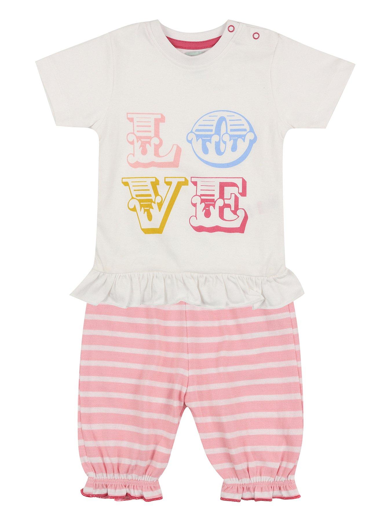 undefined Baby Girls Multicoloured Love Slogan Top And Short Set - Multi