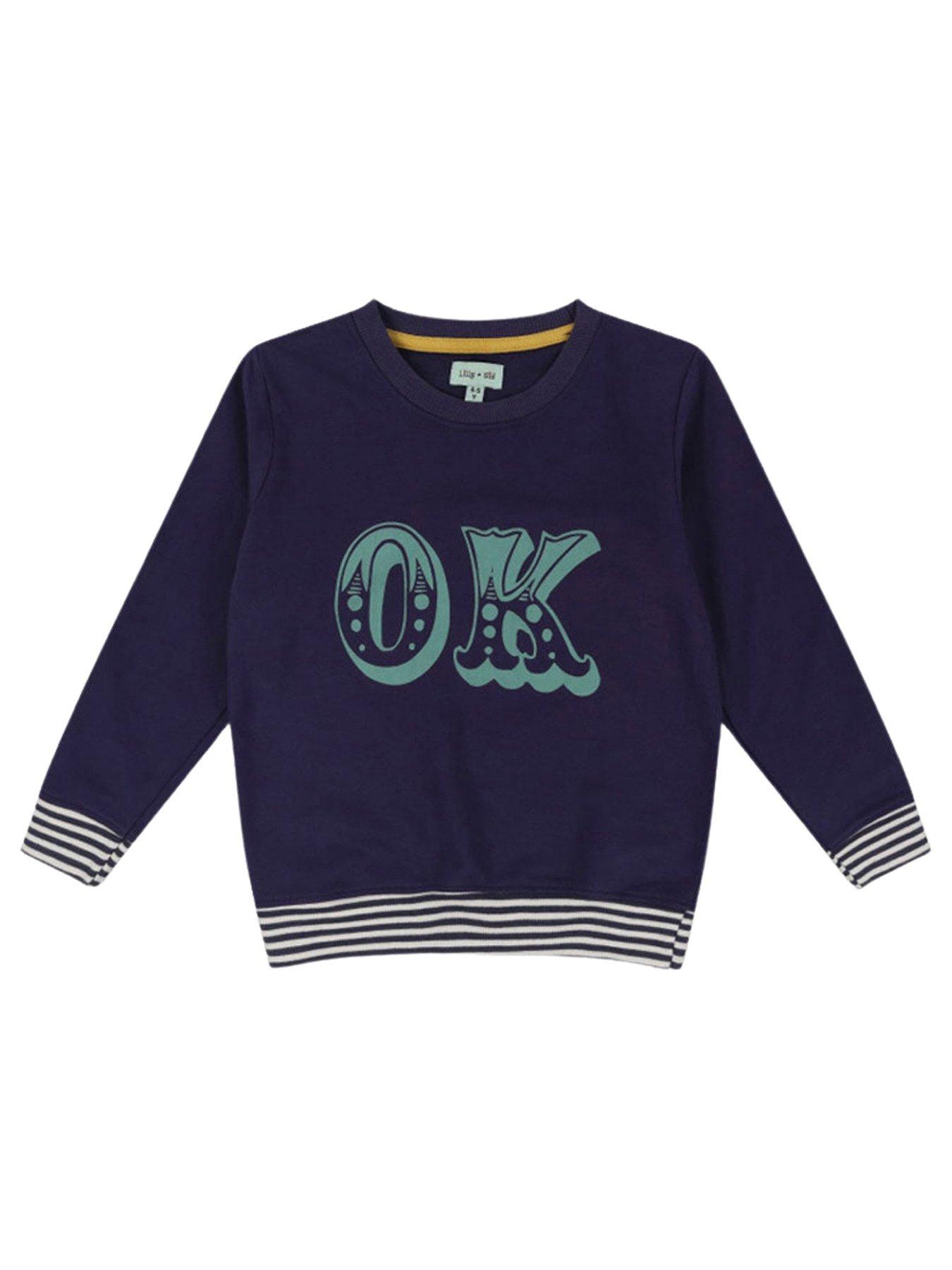 undefined Boys Ok Slogan Print Sweatshirt - Navy