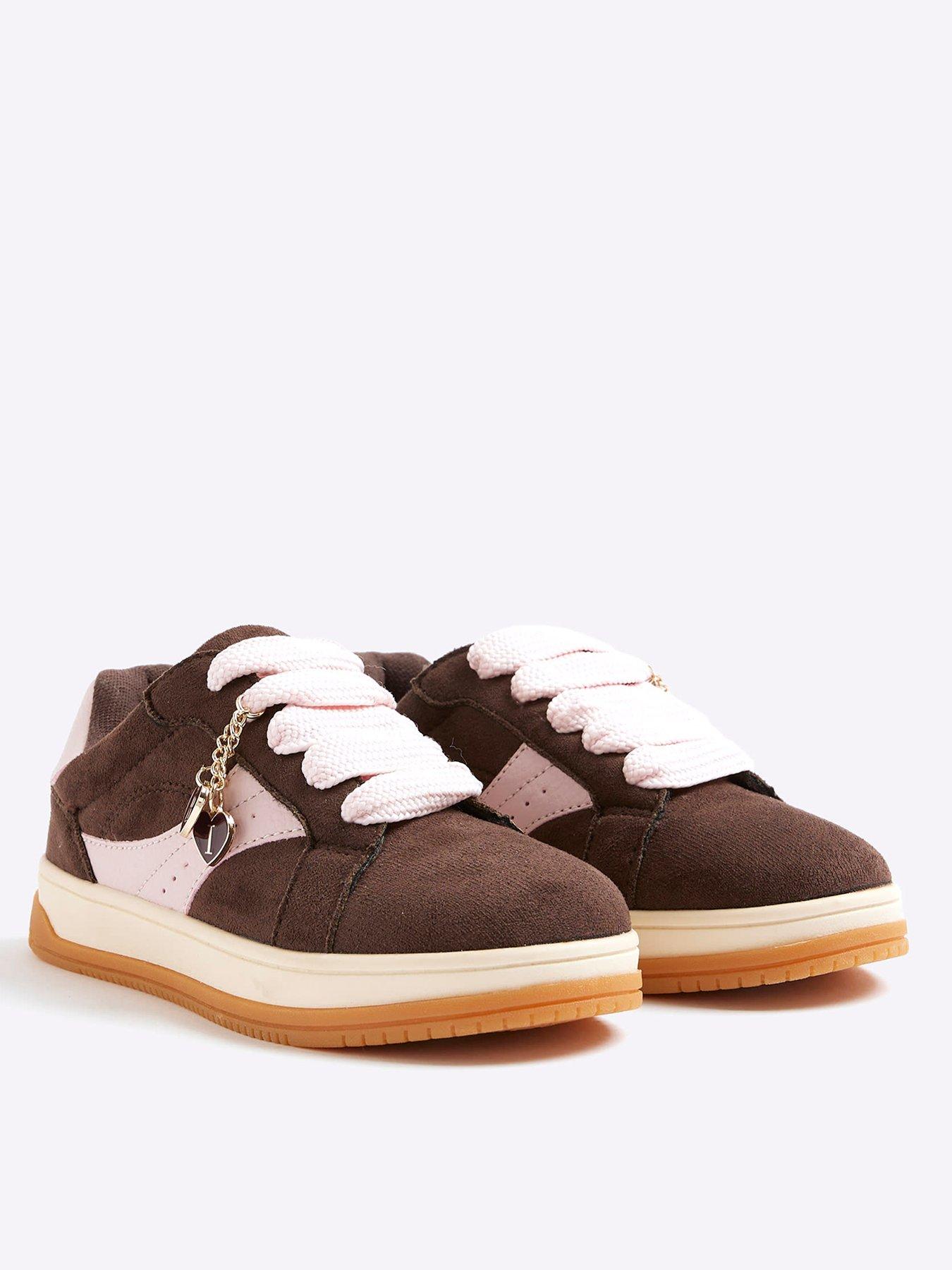 Image 2 of 5 of River Island Older Girls Heart Charm Trainers - Brown