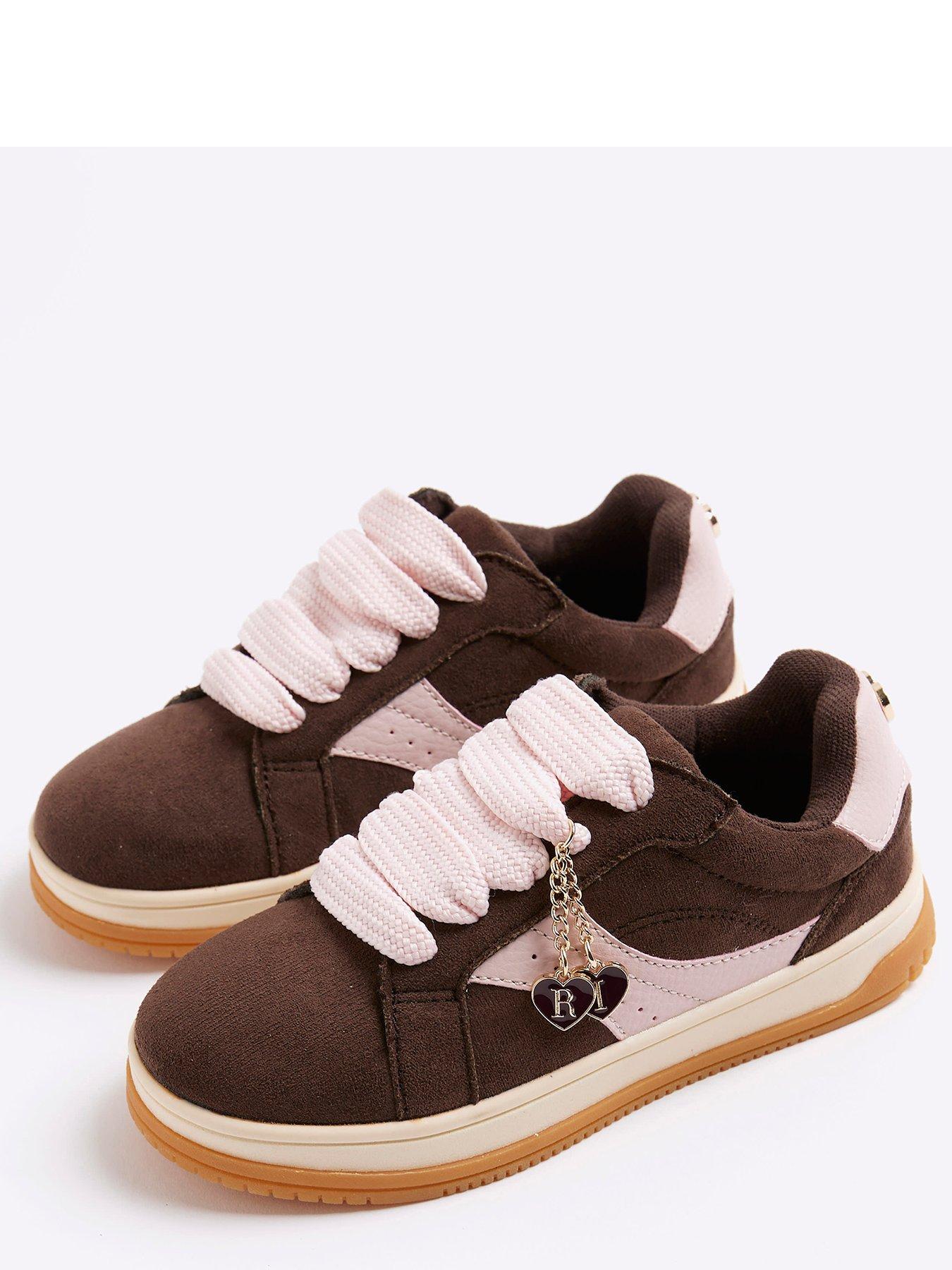 Image 5 of 5 of River Island Older Girls Heart Charm Trainers - Brown