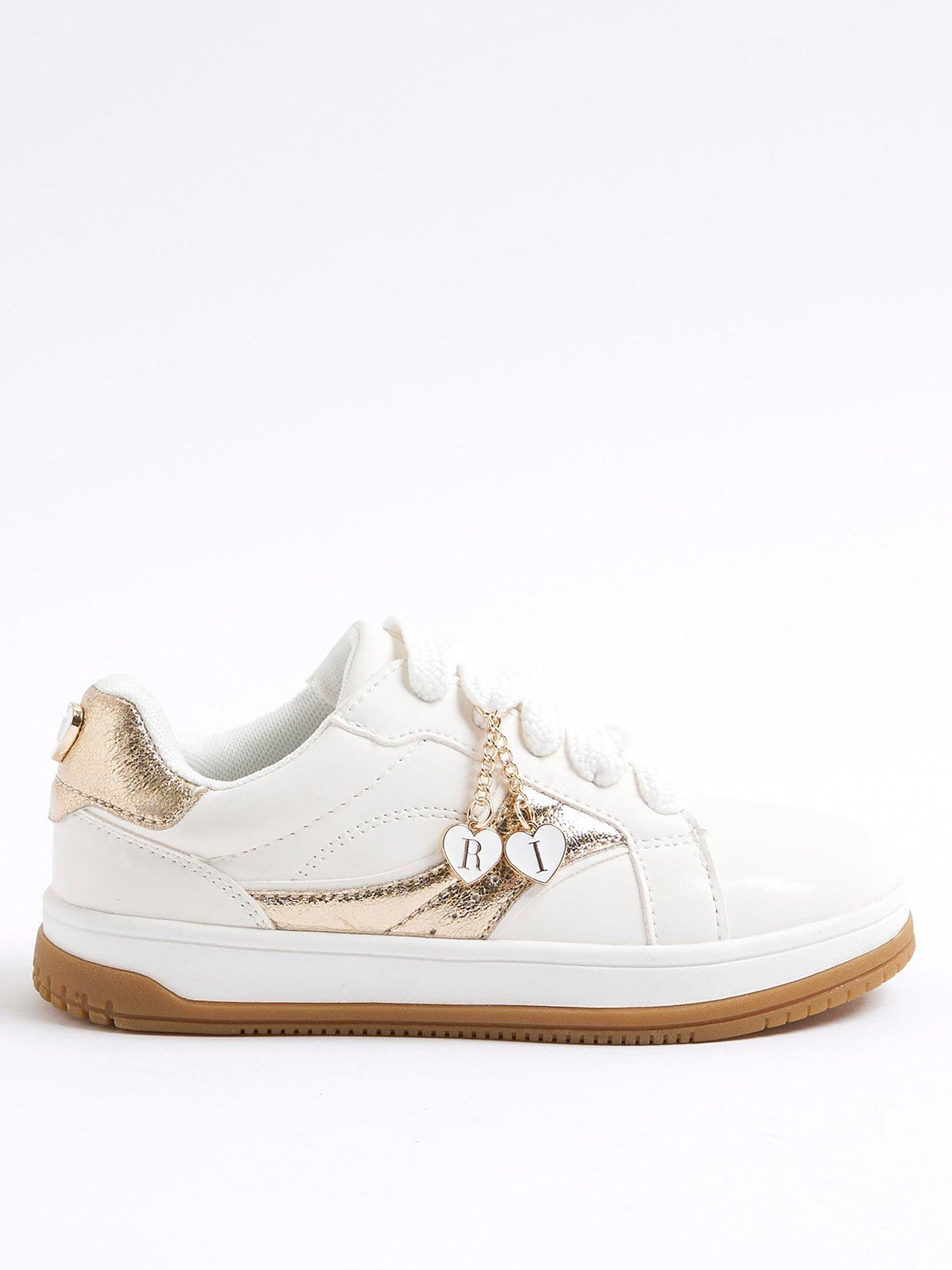 undefined Older Girls Heart Charm Trainers - White