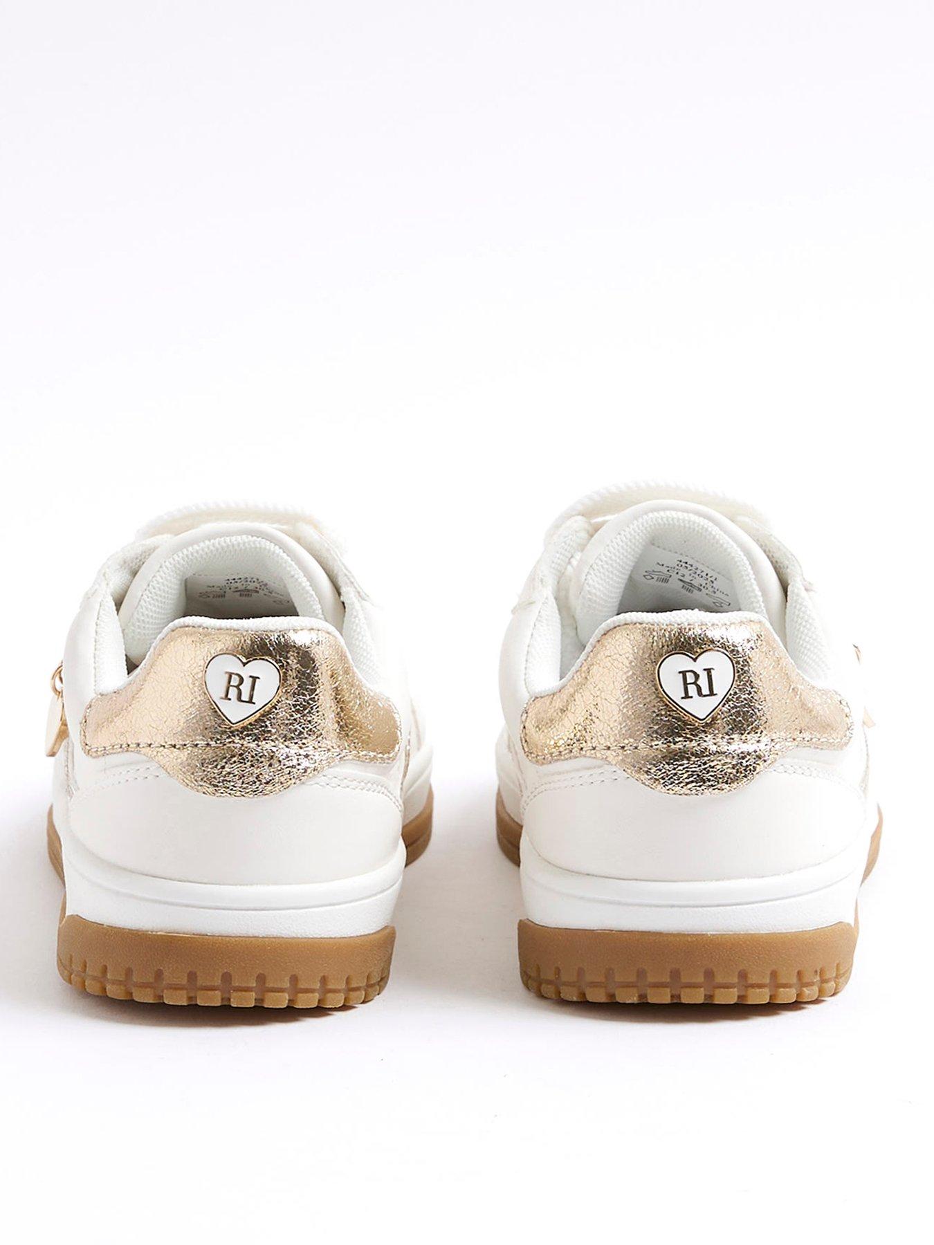 Image 2 of 5 of River Island Older Girls Heart Charm Trainers - White