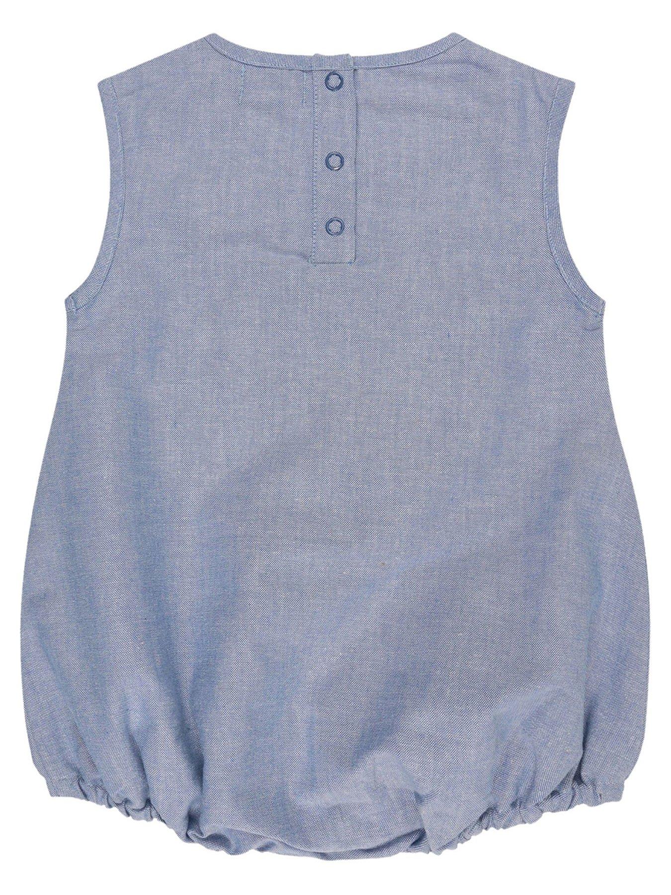Image 2 of 3 of Lilly + Sid Baby Boys Face Print Romper - Blue