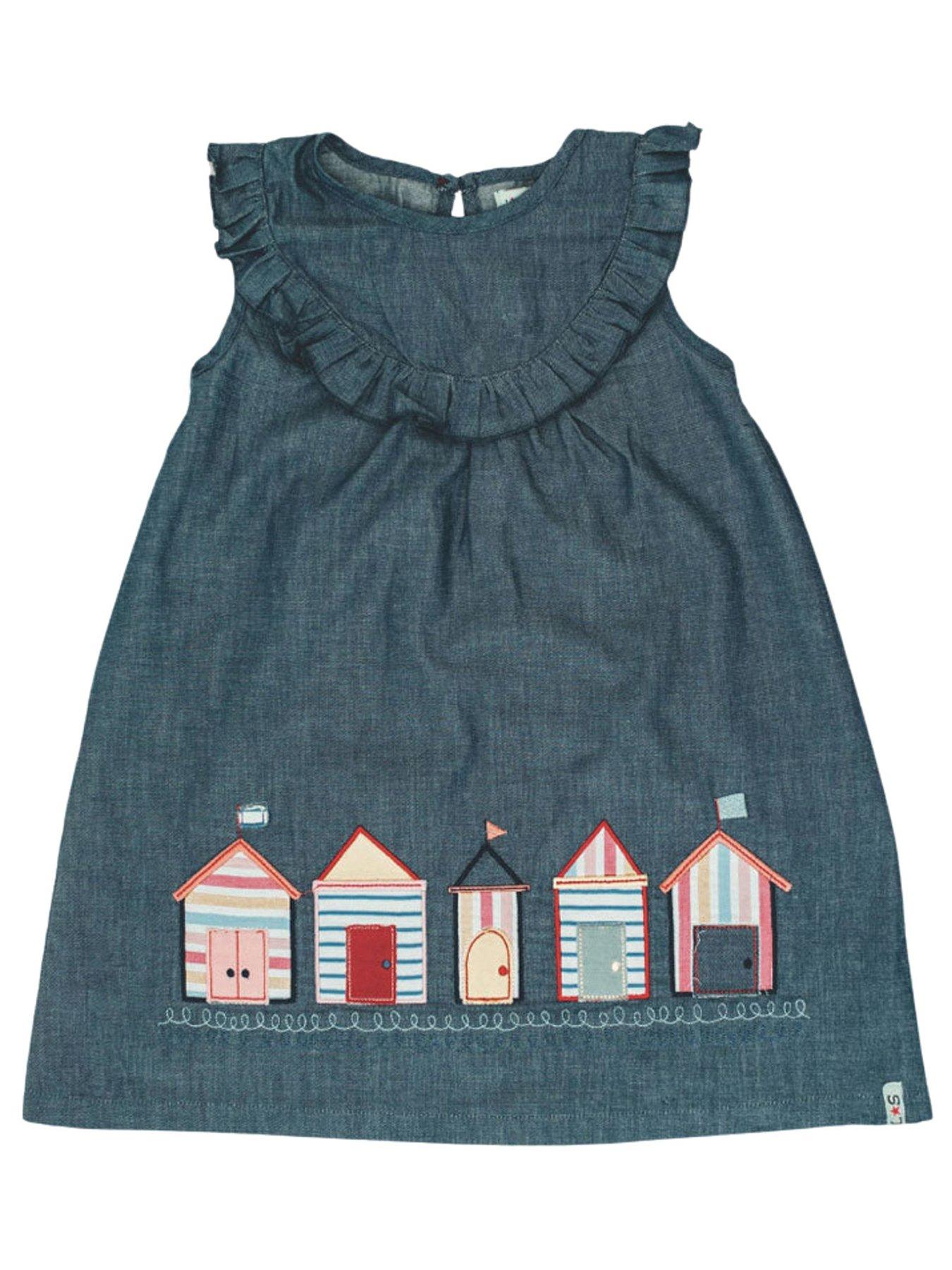 Image 1 of 1 of Lilly + Sid Girls Beach Hut Applique Dress - Grey