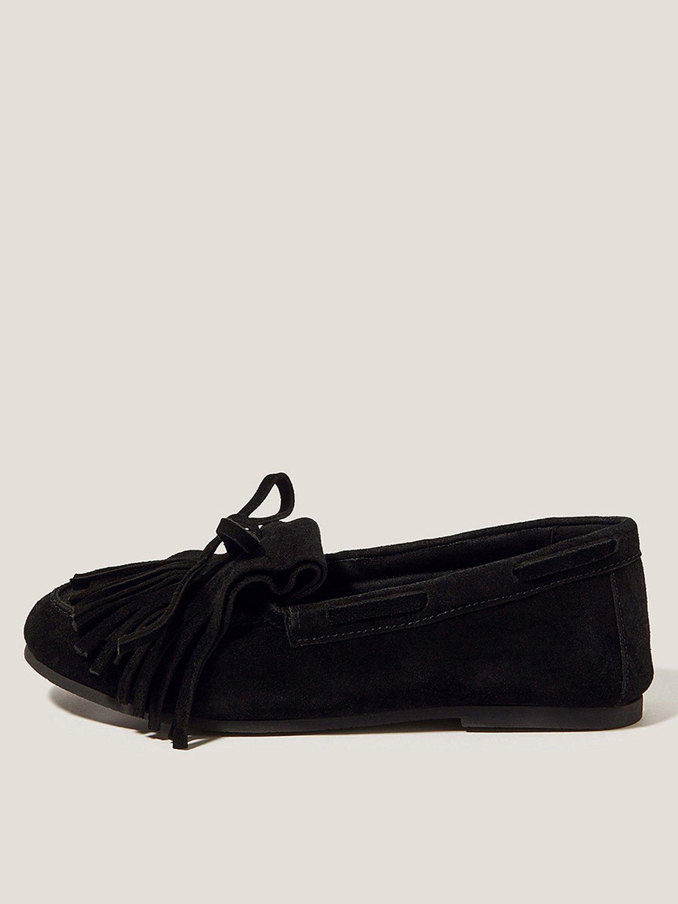 undefined Sara Suede Moccasin Shoes - Black