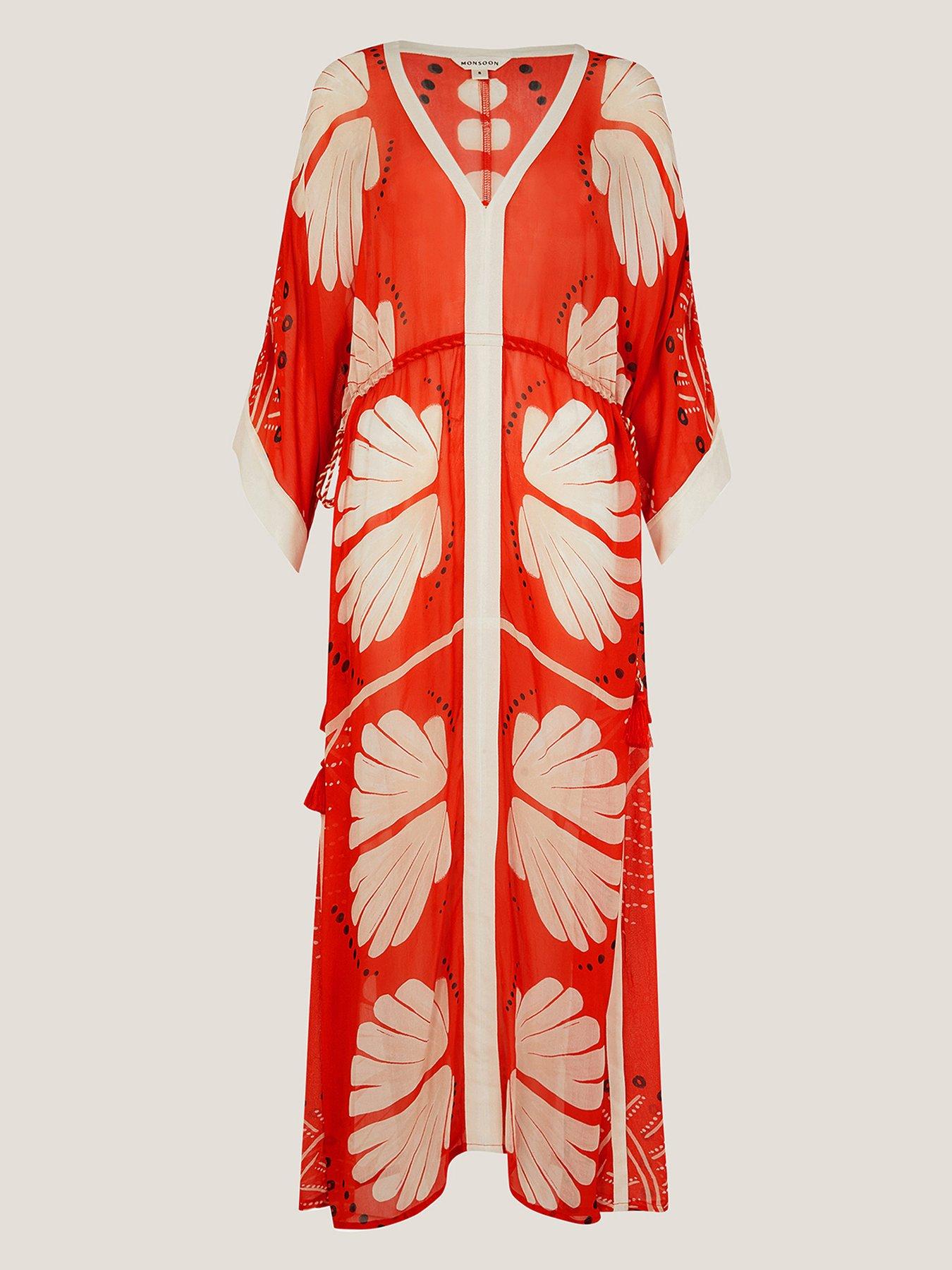 Image 3 of 5 of Monsoon Nara Printed Kaftan - Rust - Orange