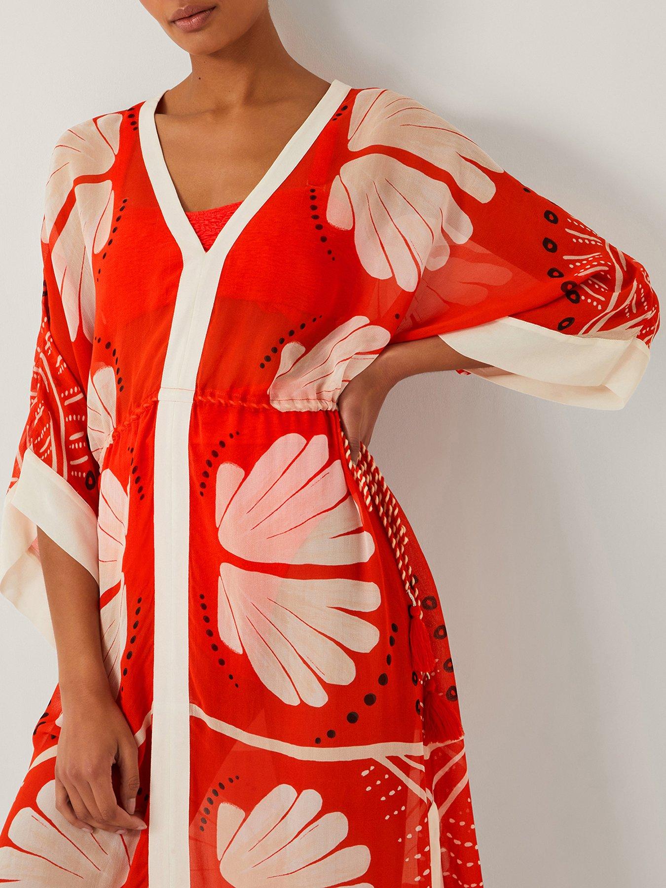 Image 5 of 5 of Monsoon Nara Printed Kaftan - Rust - Orange