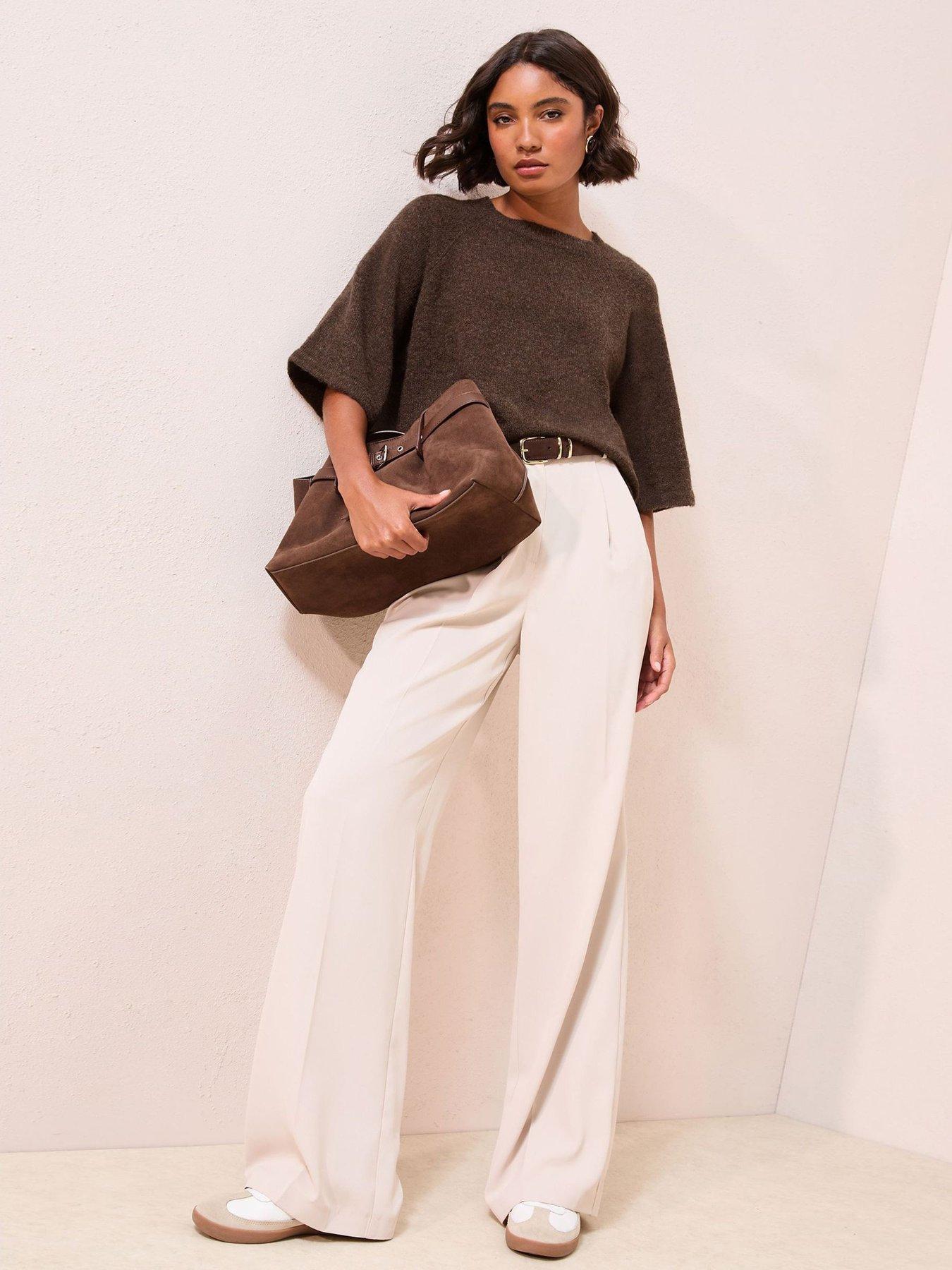  image of friends-like-these-crew-neck-knit-top-brown