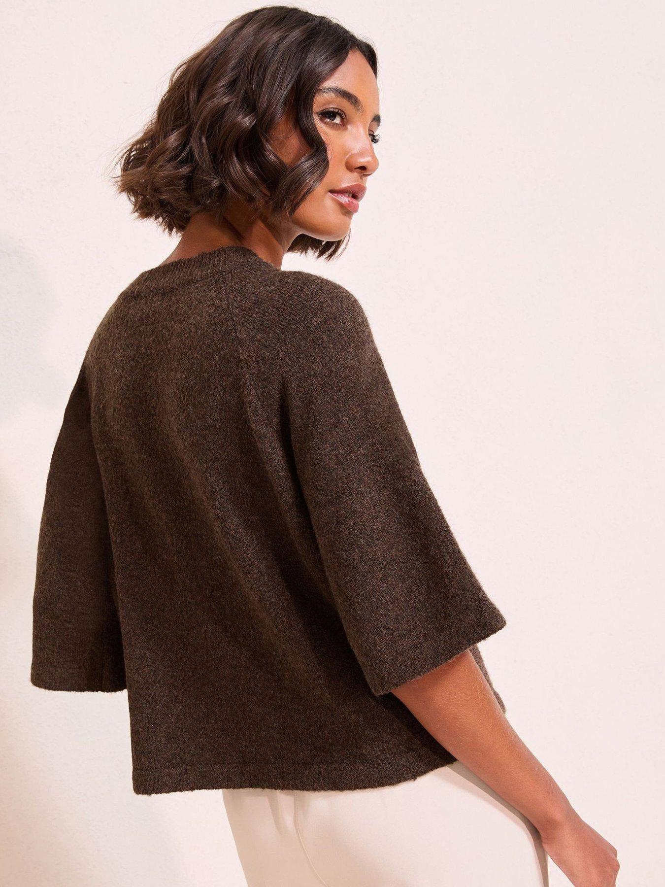 stillFront image of friends-like-these-crew-neck-knit-top-brown