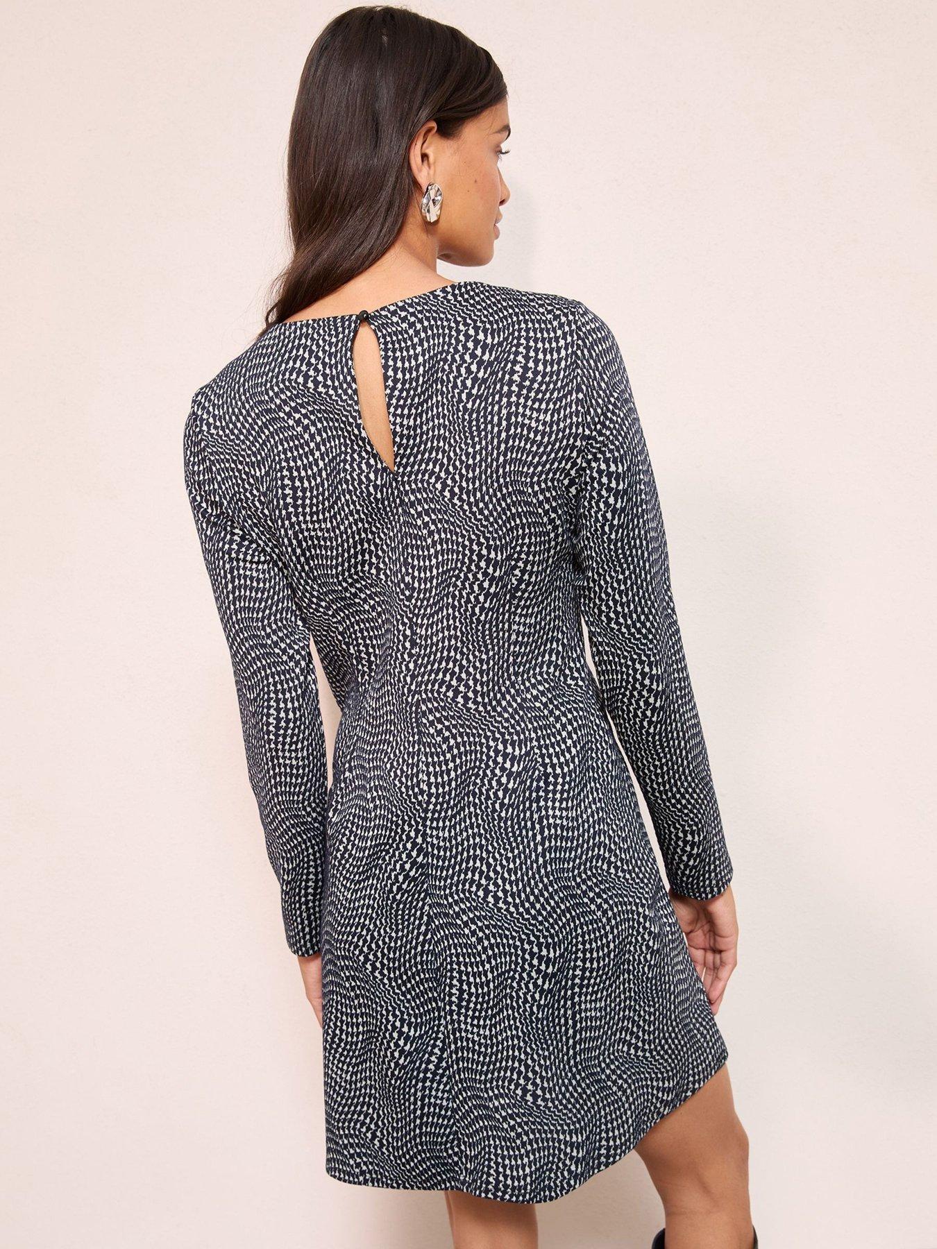 Image 2 of 4 of Friends Like These Cosy Tab Check Print Mini Dress - Grey