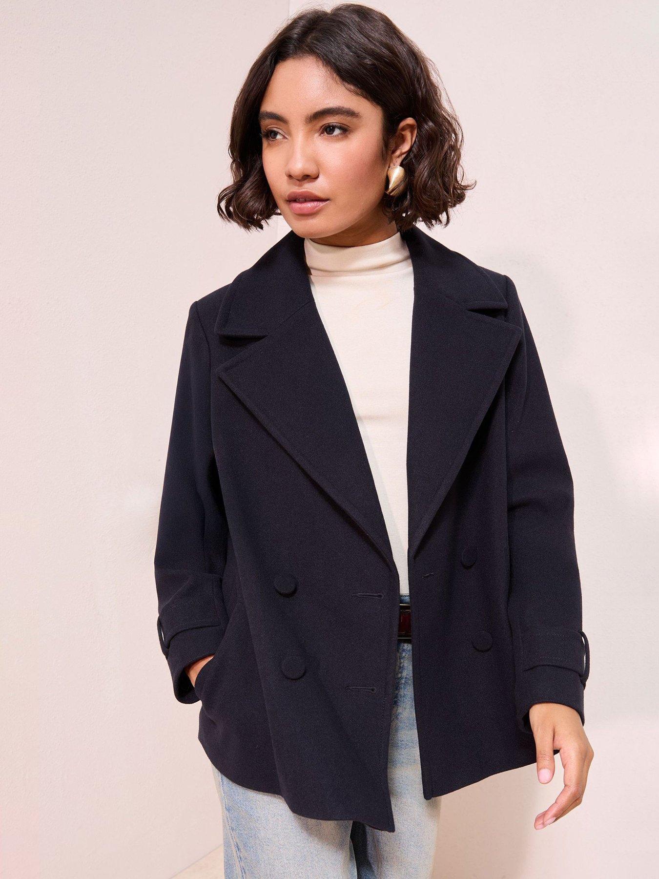 Image 1 of 4 of Friends Like These Double Breasted Peacoat - Navy