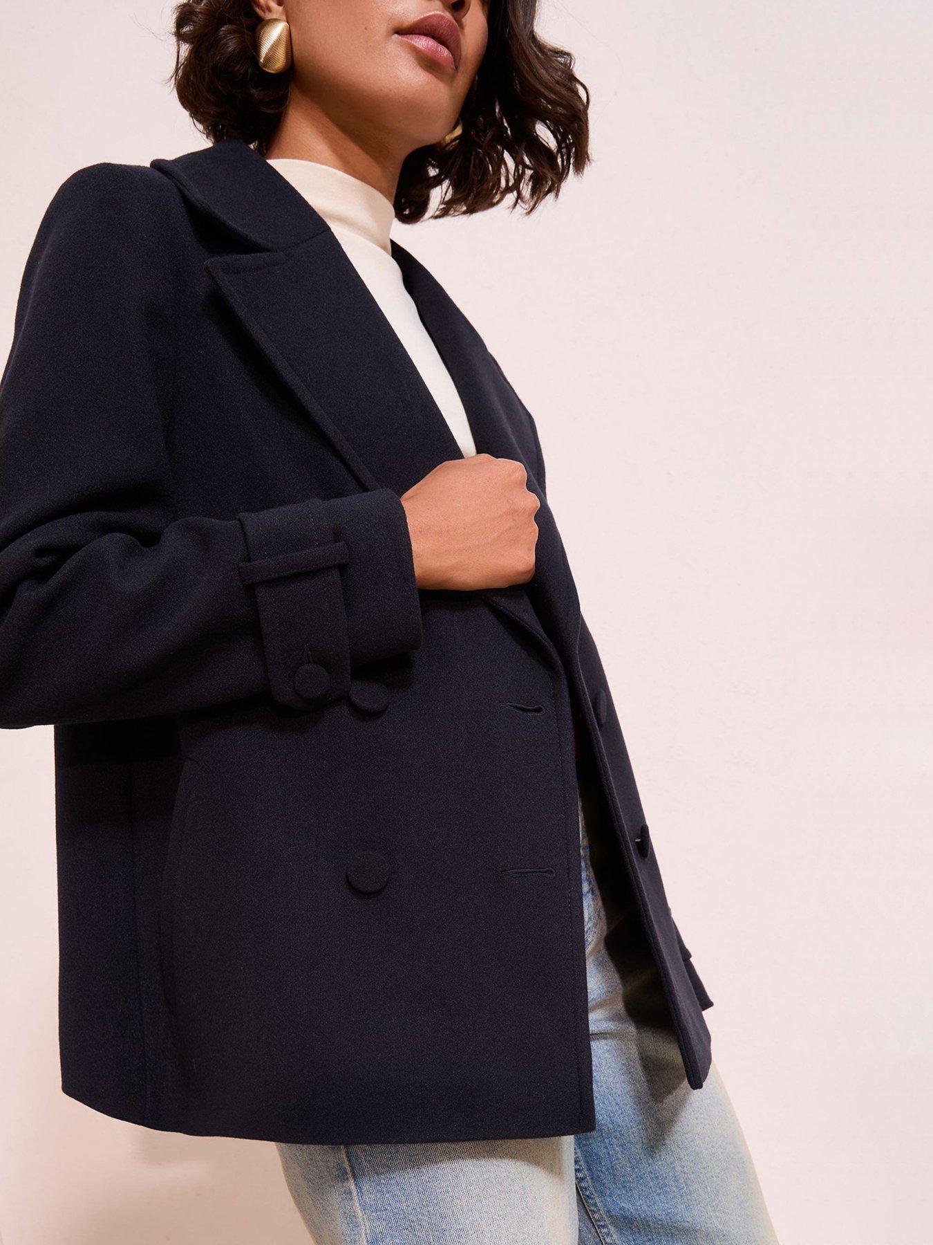 Image 3 of 4 of Friends Like These Double Breasted Peacoat - Navy