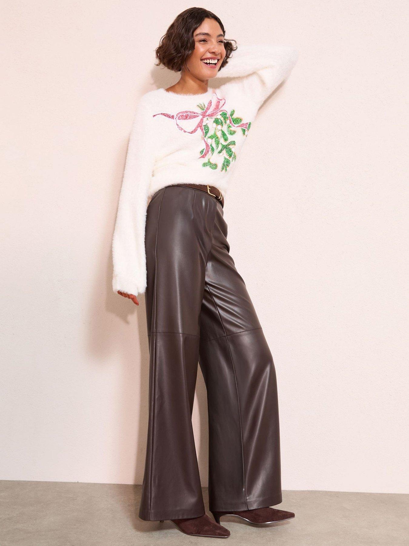  image of friends-like-these-eyelash-mistletoe-sequin-jumper-cream