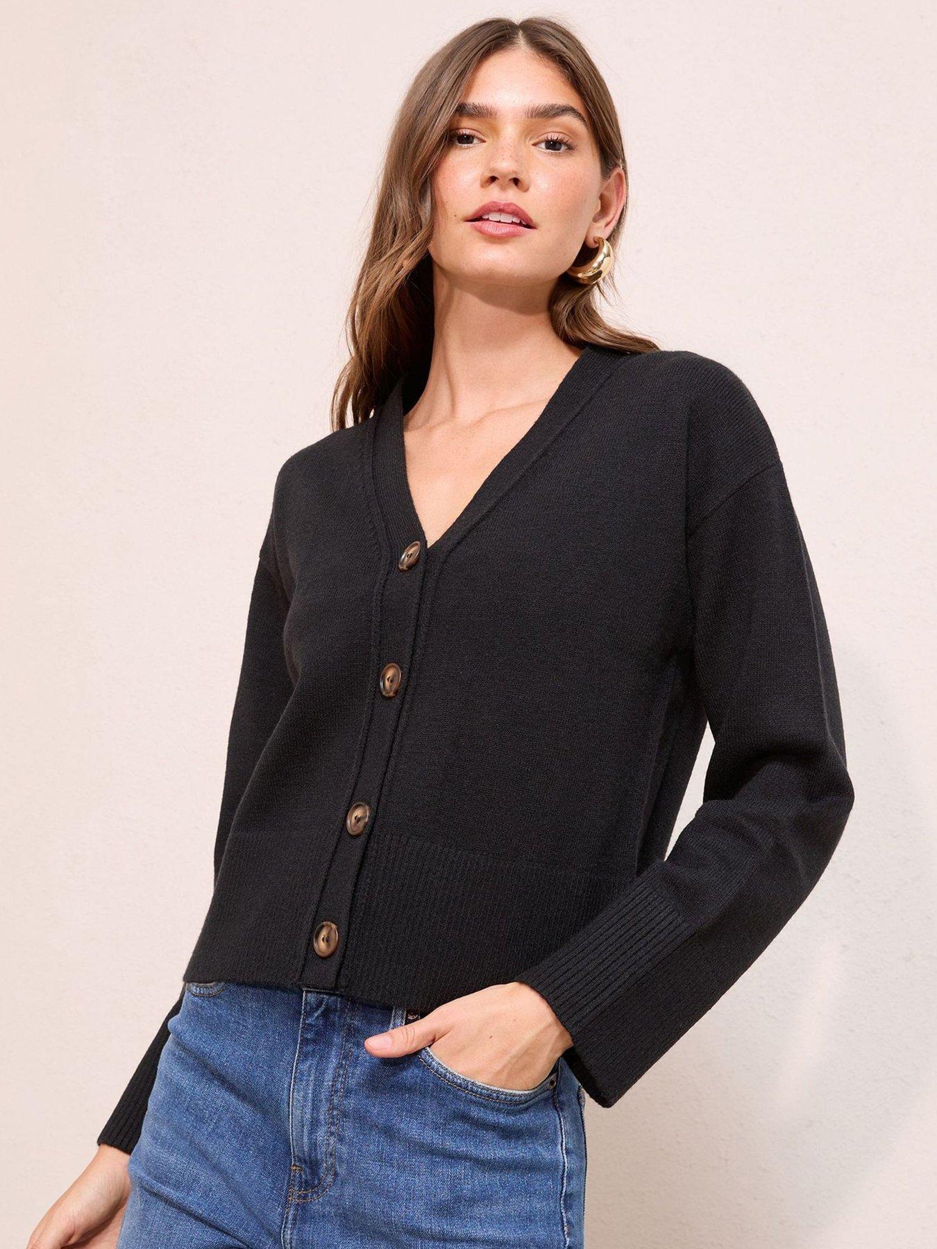 friends-like-these-v-neck-exposed-seam-cardigan-black