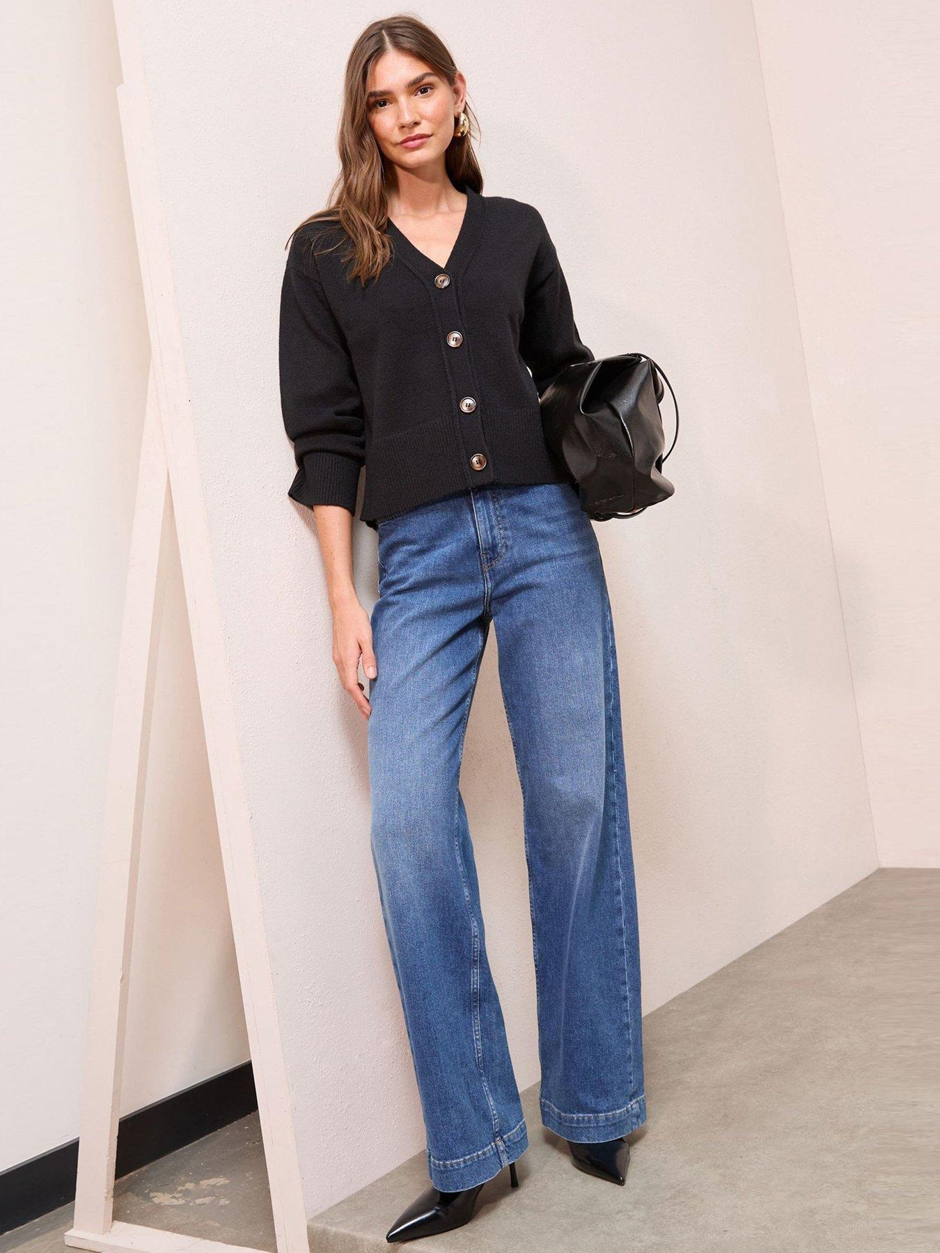  image of friends-like-these-v-neck-exposed-seam-cardigan-black