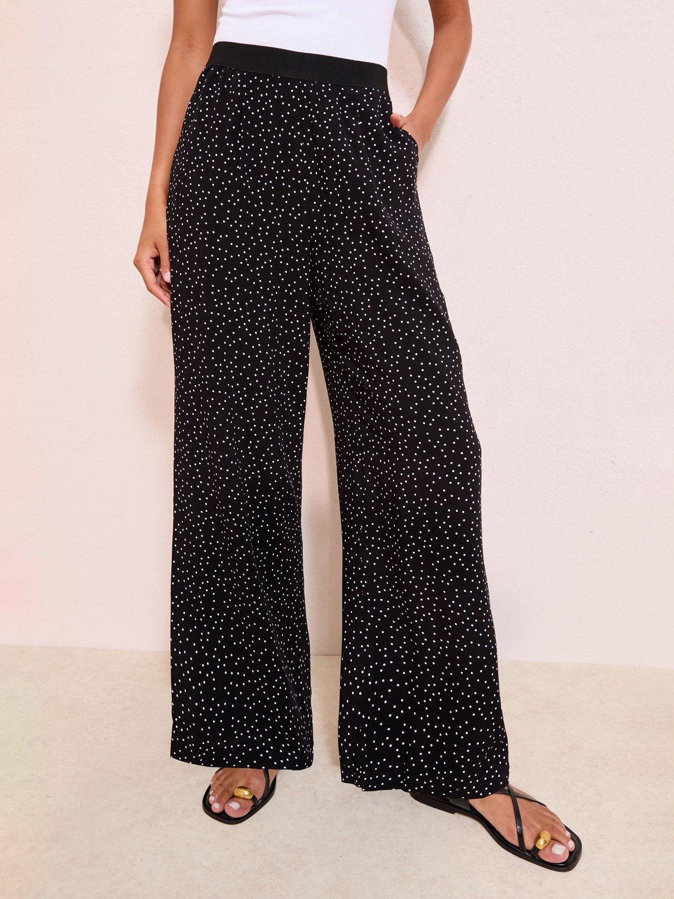  image of friends-like-these-spot-elasticated-waist-trousers-black