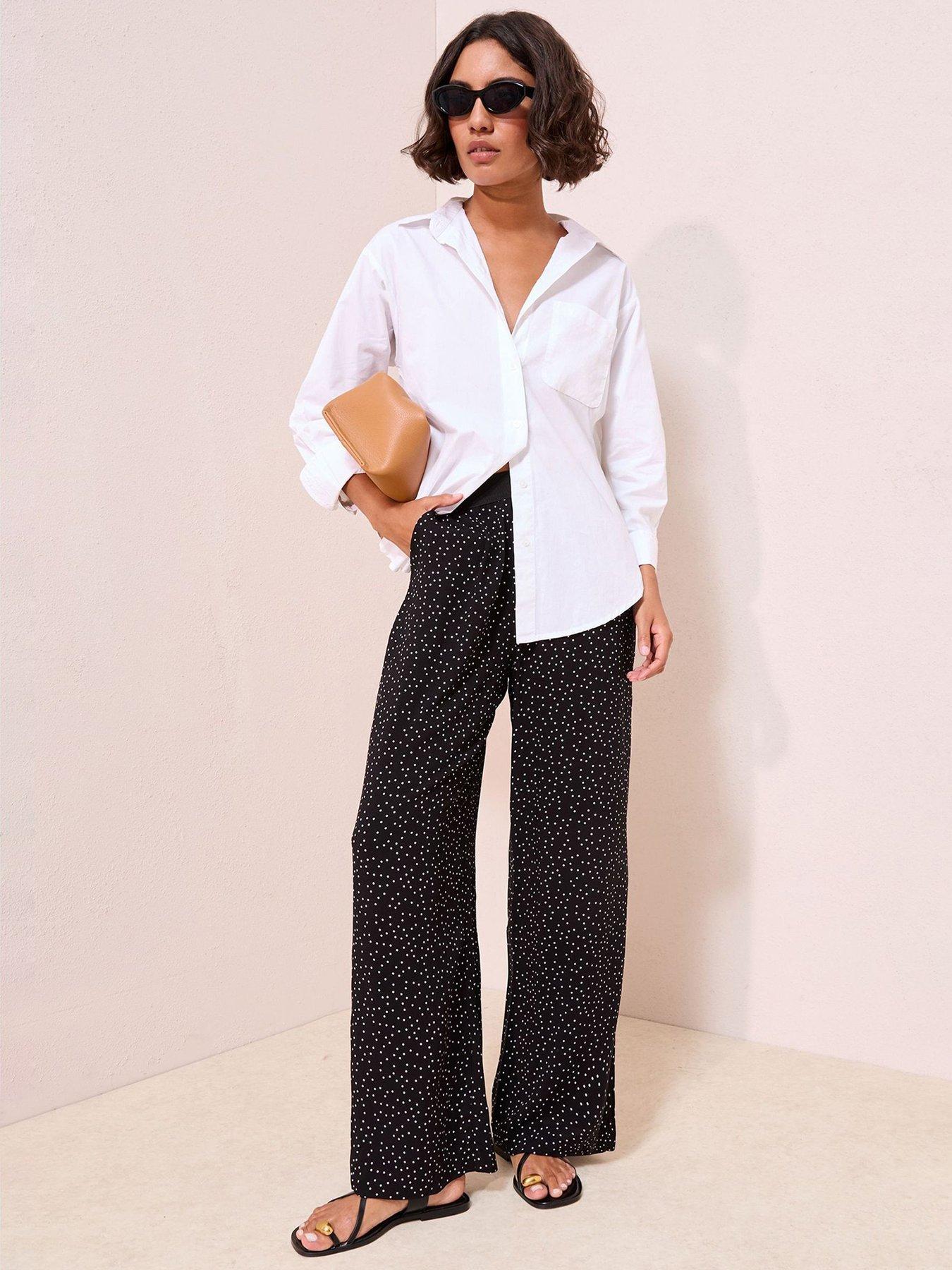  image of friends-like-these-spot-elasticated-waist-trousers-black
