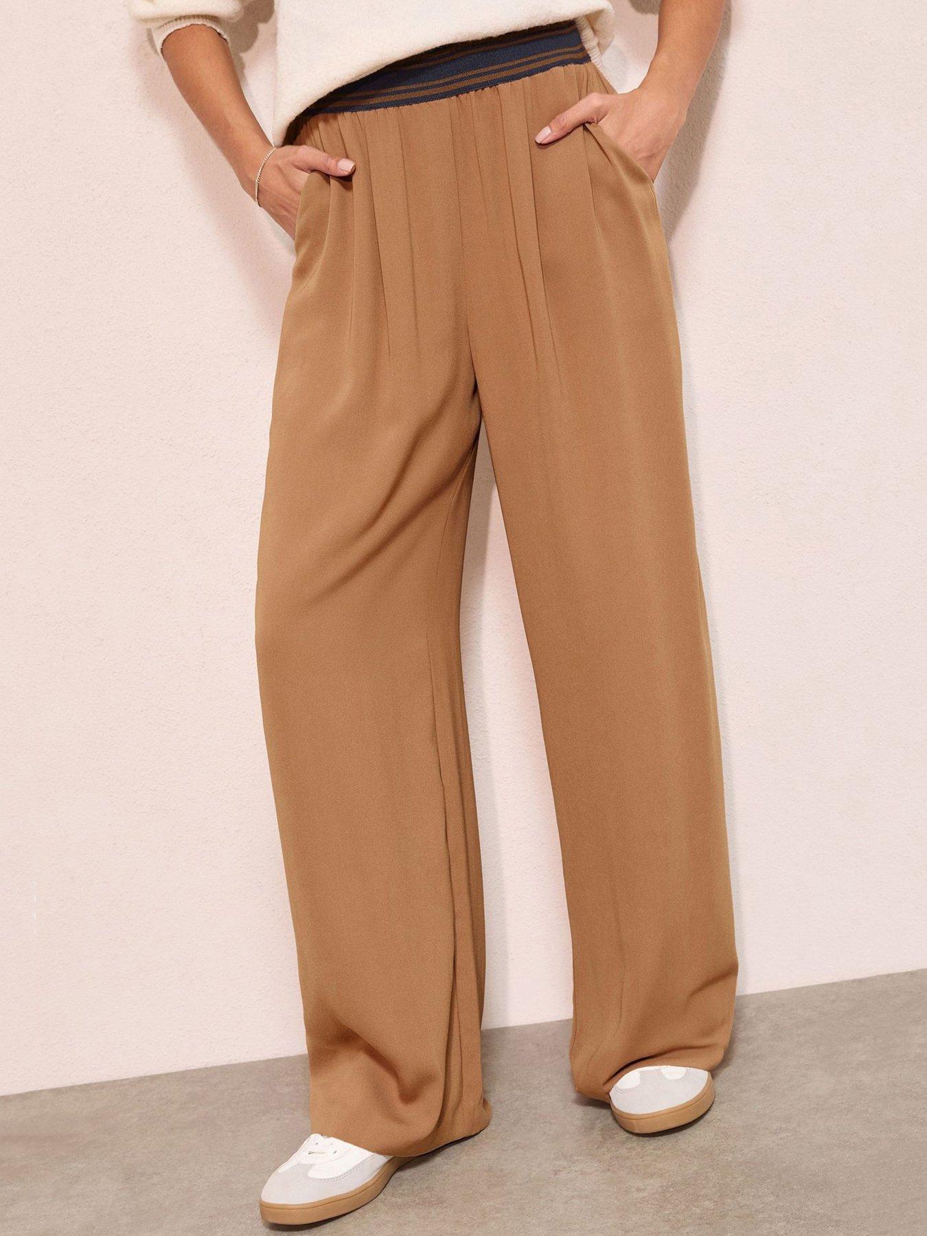 Friends Like These Stripe Wide Leg Trouser - Brown