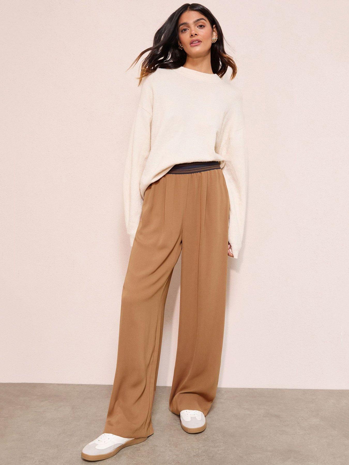 Image 3 of 4 of Friends Like These Stripe Wide Leg Trouser - Brown