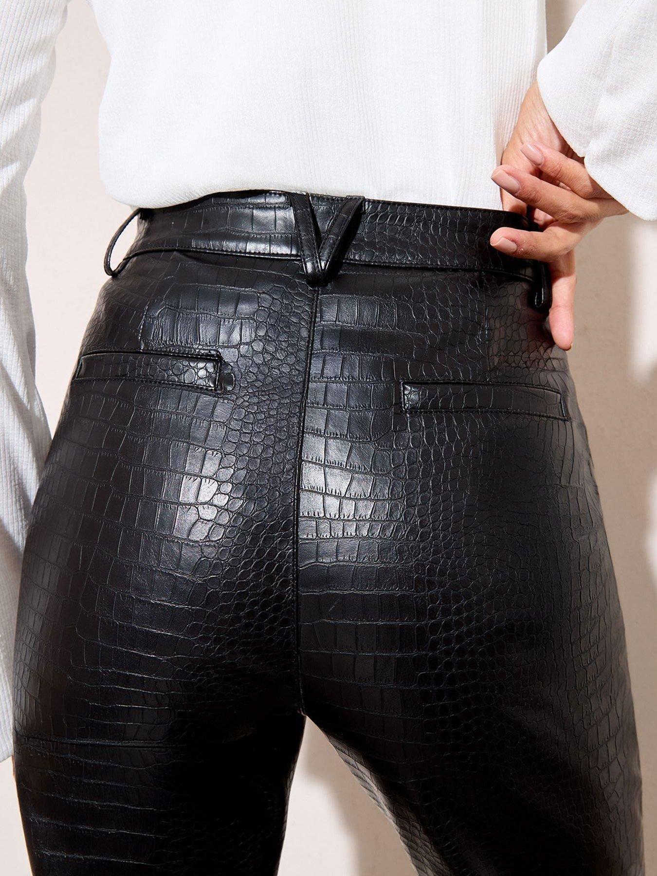  image of friends-like-these-croc-pu-straight-leg-trouser-black