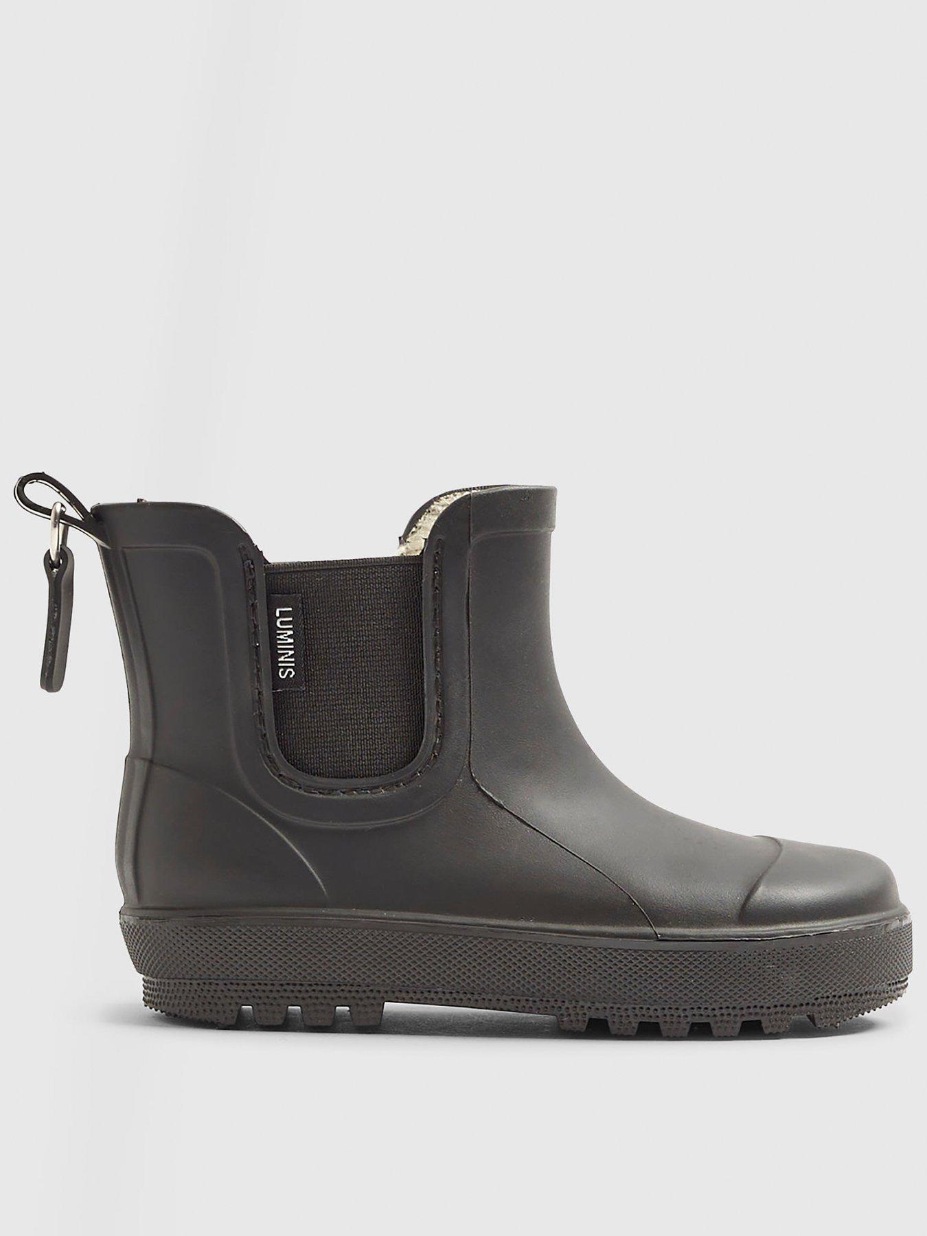  image of river-island-mini-boys-borg-lined-welly-boots-black