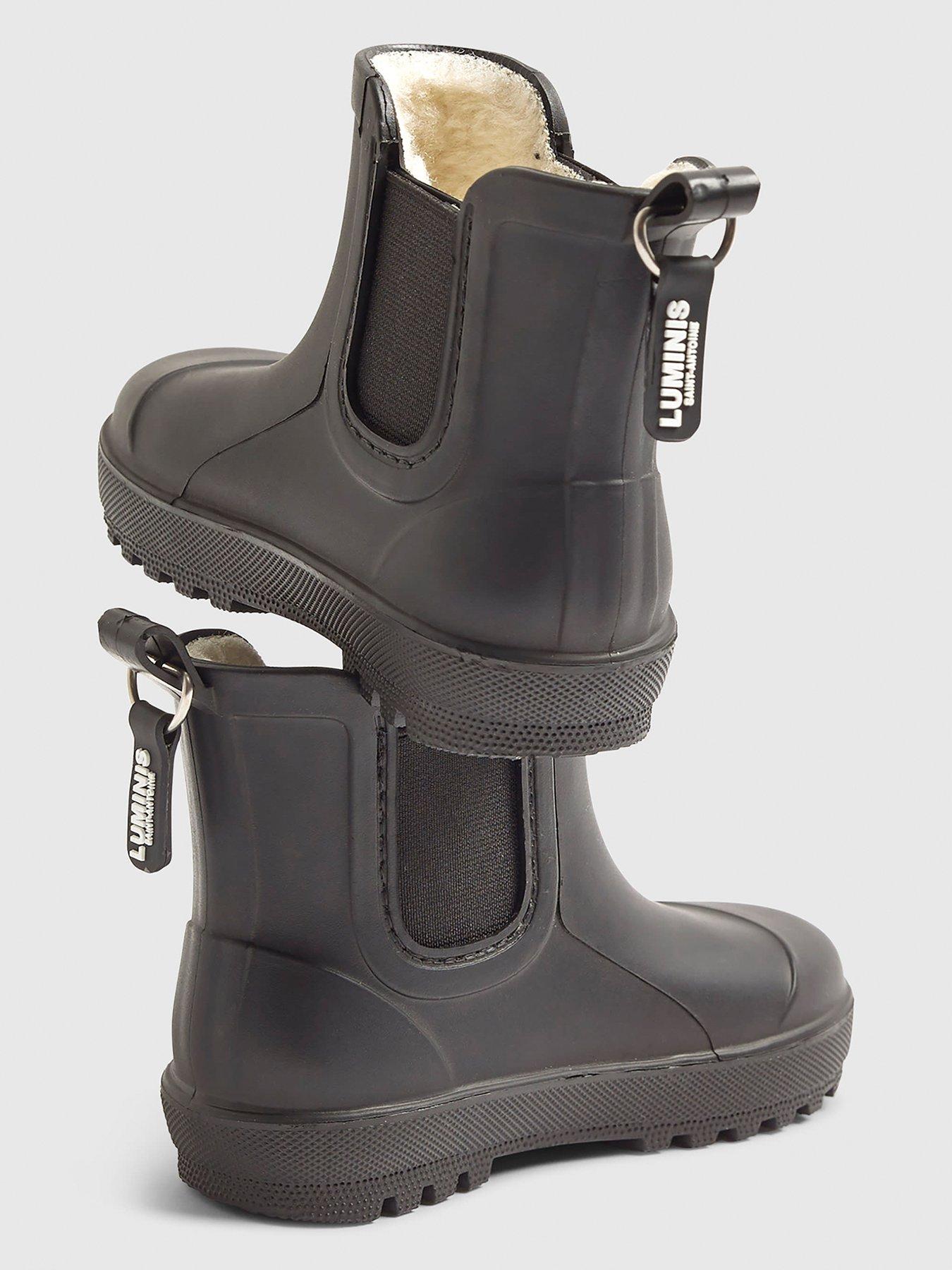  image of river-island-mini-boys-borg-lined-welly-boots-black