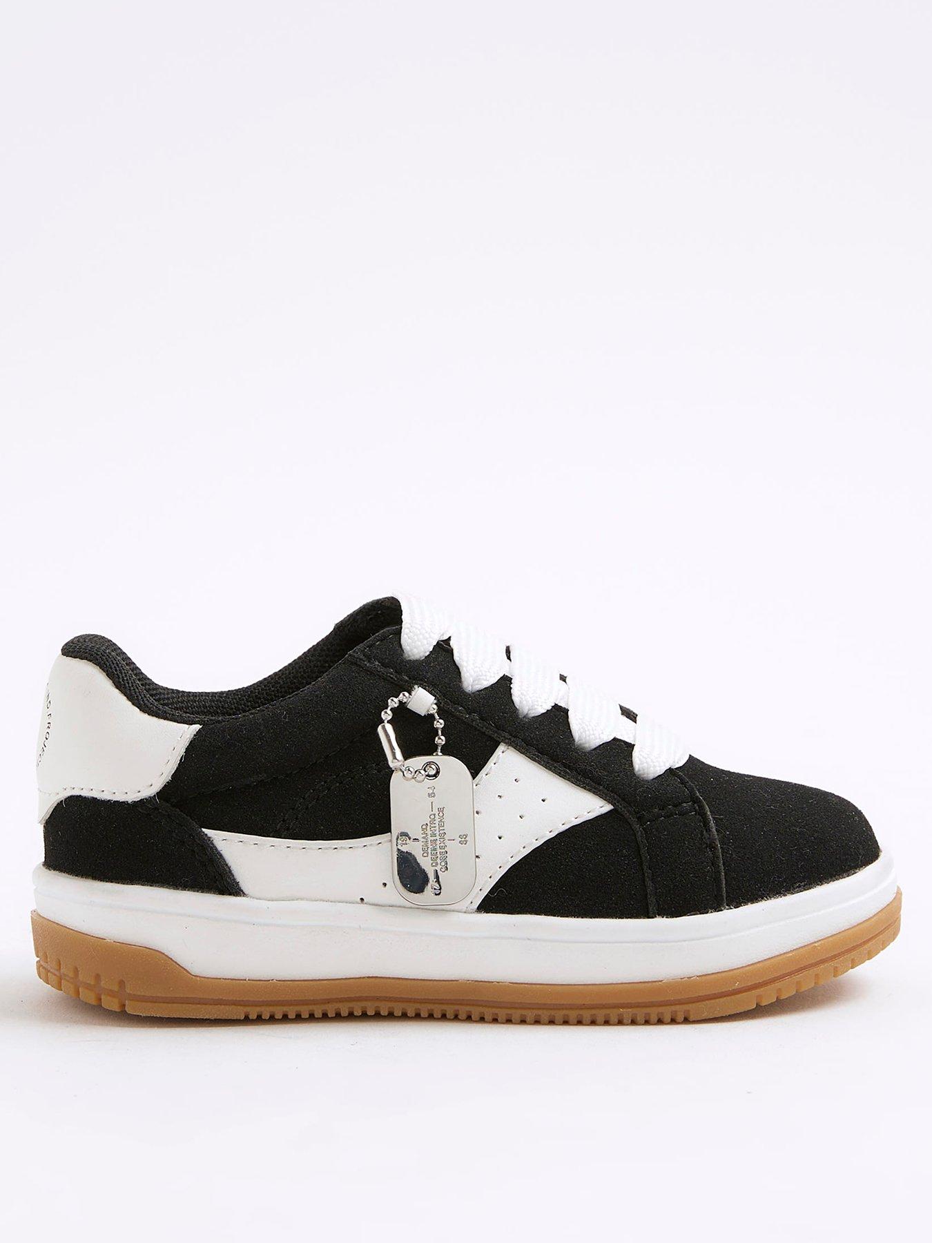Image 1 of 5 of River Island Mini Boys Lace Up Trainers - Black