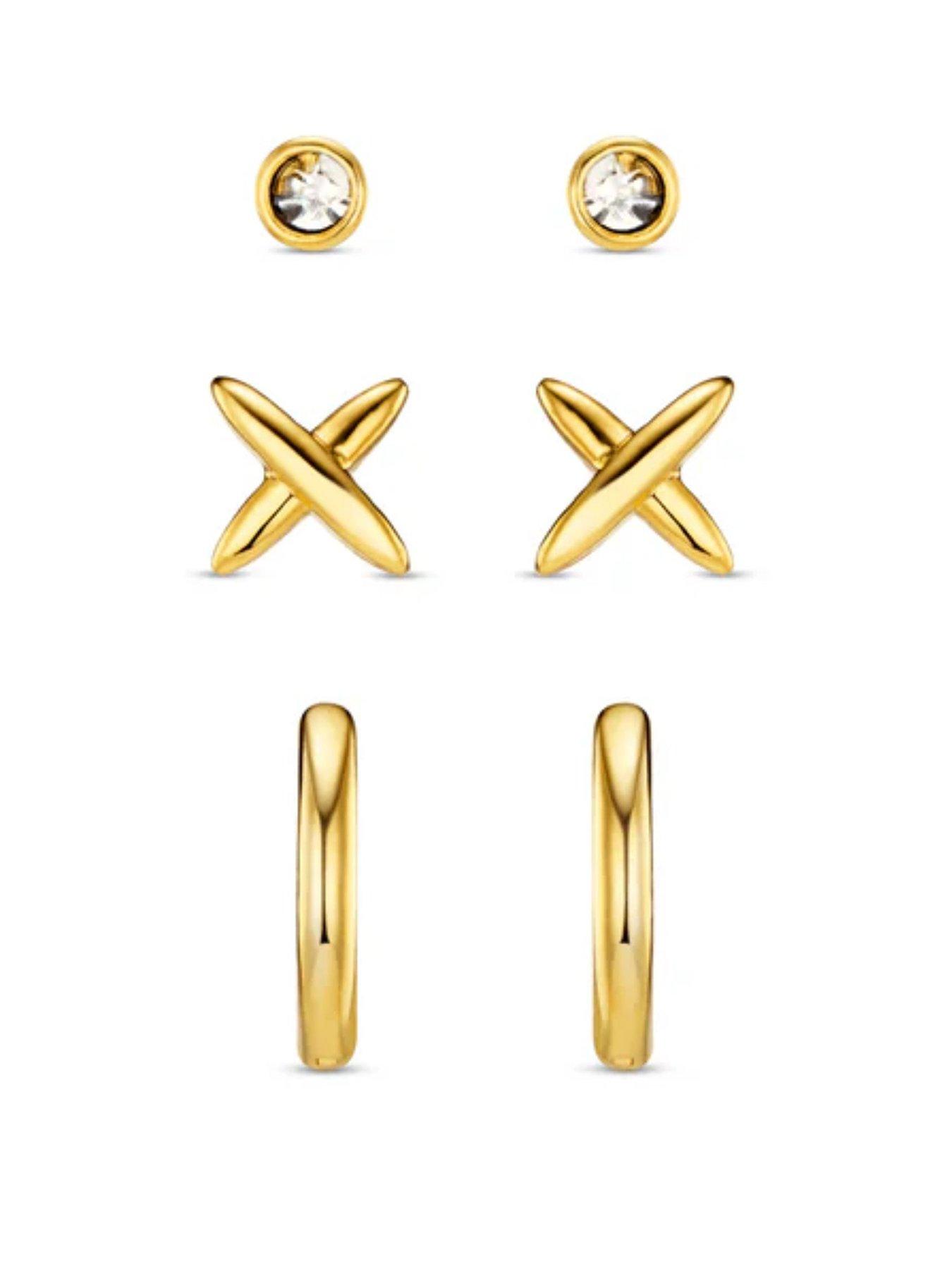 Image 1 of 2 of Orelia Polished Cross & Micro Hoop 6 Pack