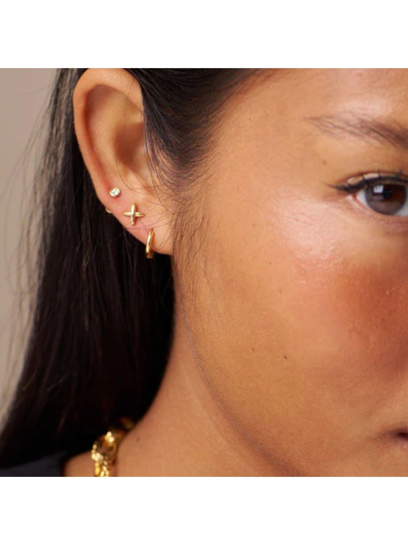 Image 2 of 2 of Orelia Polished Cross & Micro Hoop 6 Pack