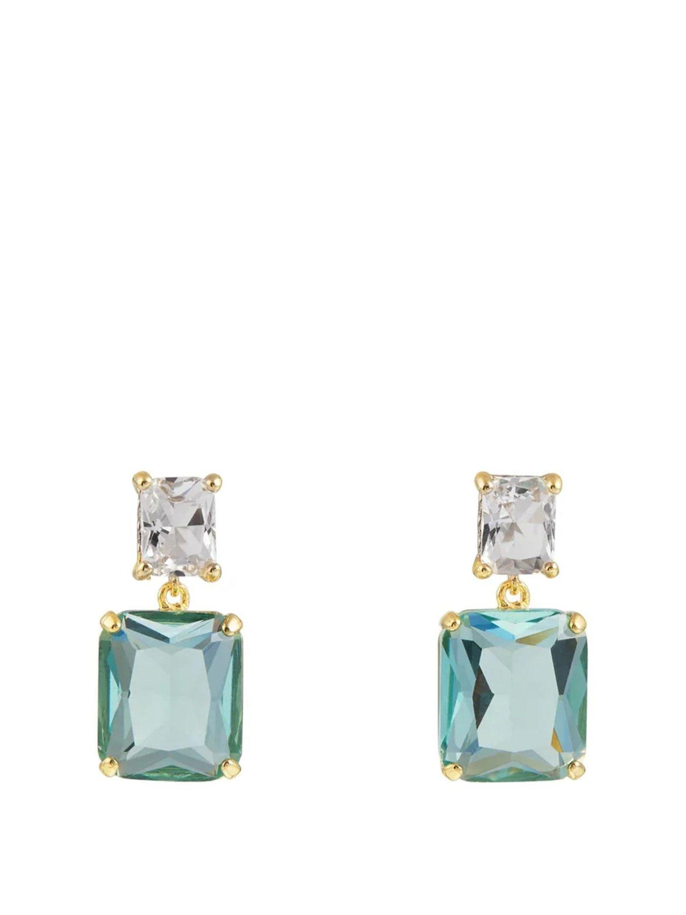 undefined Statement Crystal Double Drop Earrings