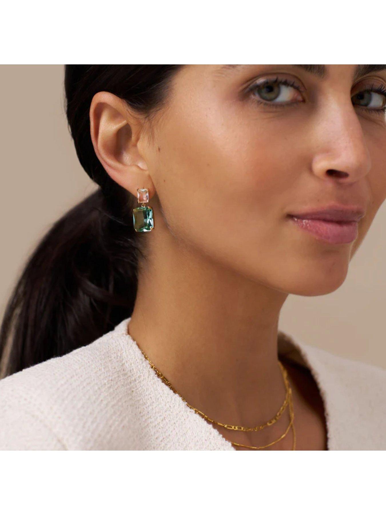 Image 2 of 2 of Orelia Statement Crystal Double Drop Earrings