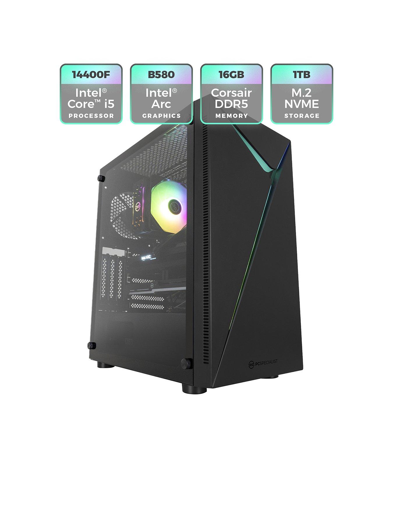  image of pcspecialist-cypher-10-gaming-desktop--nbsp12gb-intel-arc-b580nbspintel-core-i5nbsp16gb-ramnbsp1tb-ssd--nbspblack